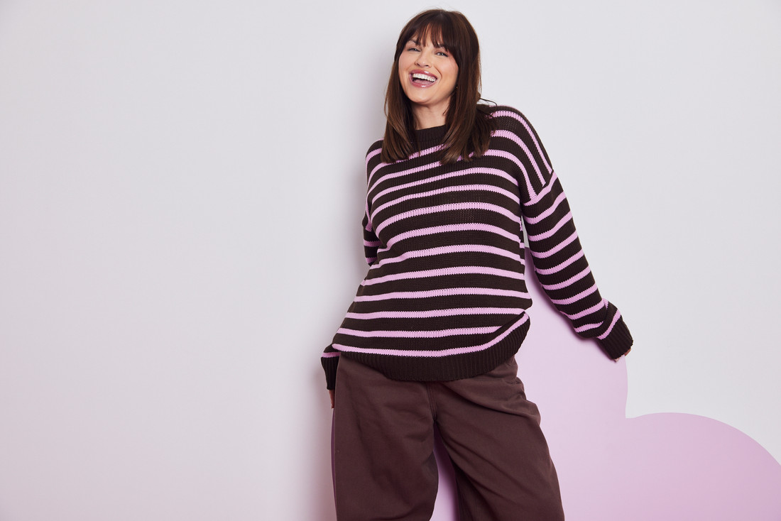TRICOT LISTRADO MARROM/ROSA TRICOT LISTRADO MARROM/ROSA