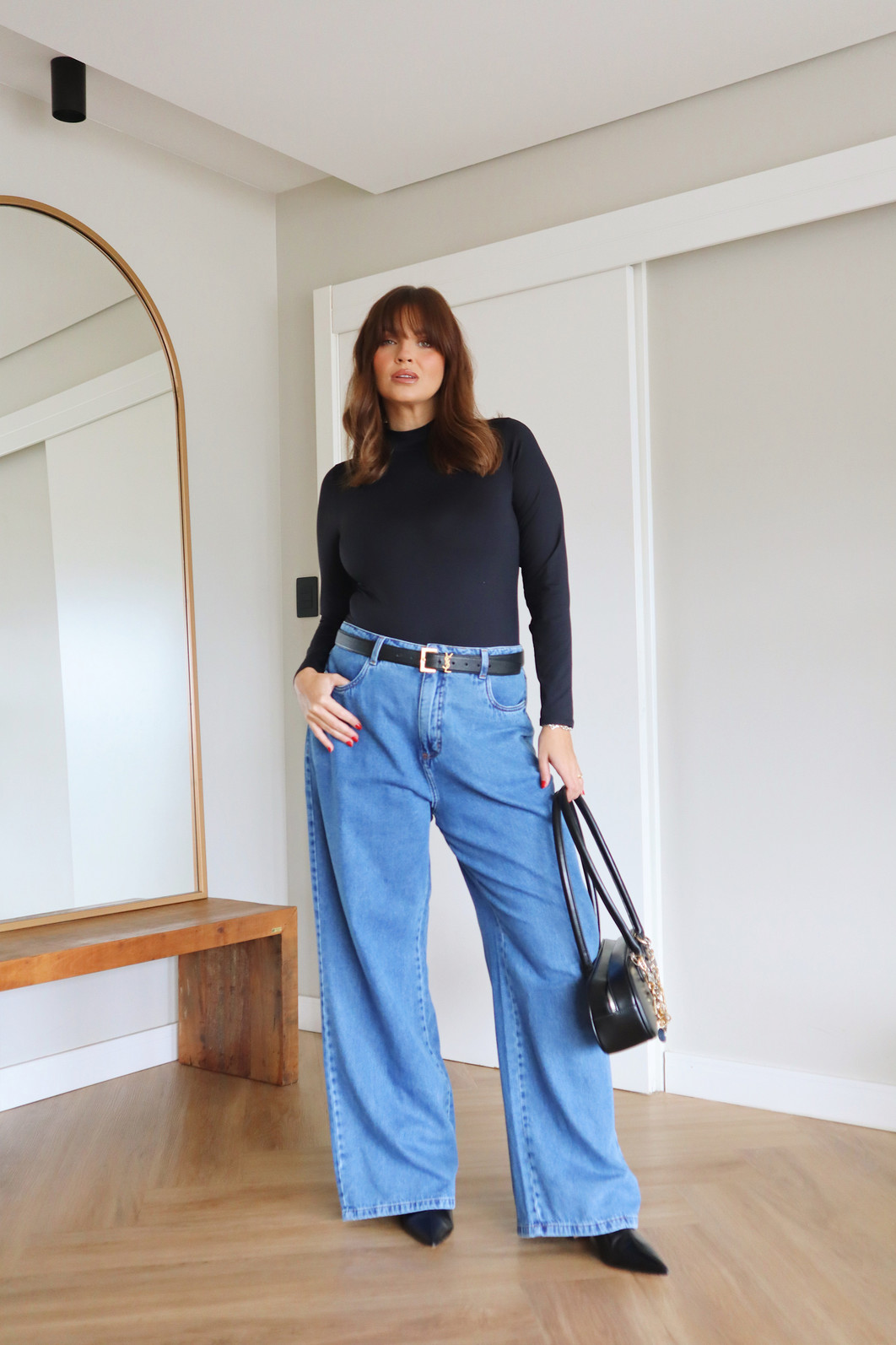 Calça Jeans Wide Leg Dulce JEANS ESCURO Calça Jeans Wide Leg Dulce JEANS ESCURO