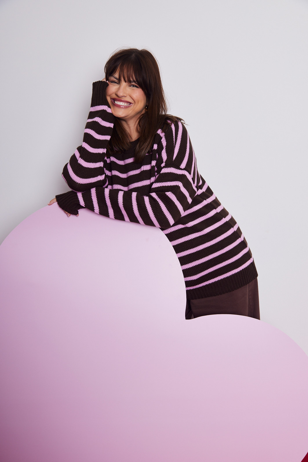 TRICOT LISTRADO MARROM/ROSA TRICOT LISTRADO MARROM/ROSA
