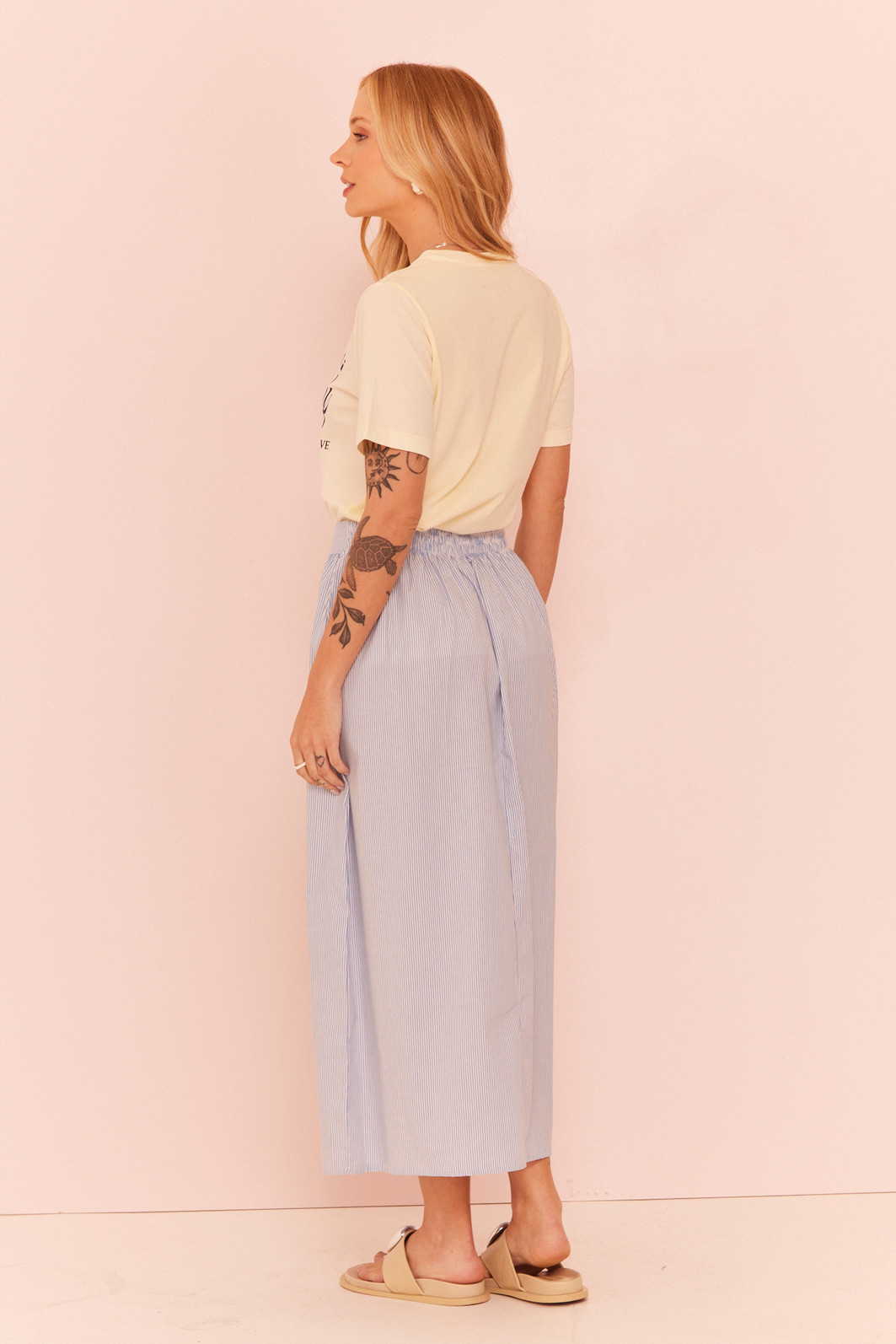 SAIA MIDI LISTRADA LUISA LISTRADO AZUL SAIA MIDI LISTRADA LUISA LISTRADO AZUL