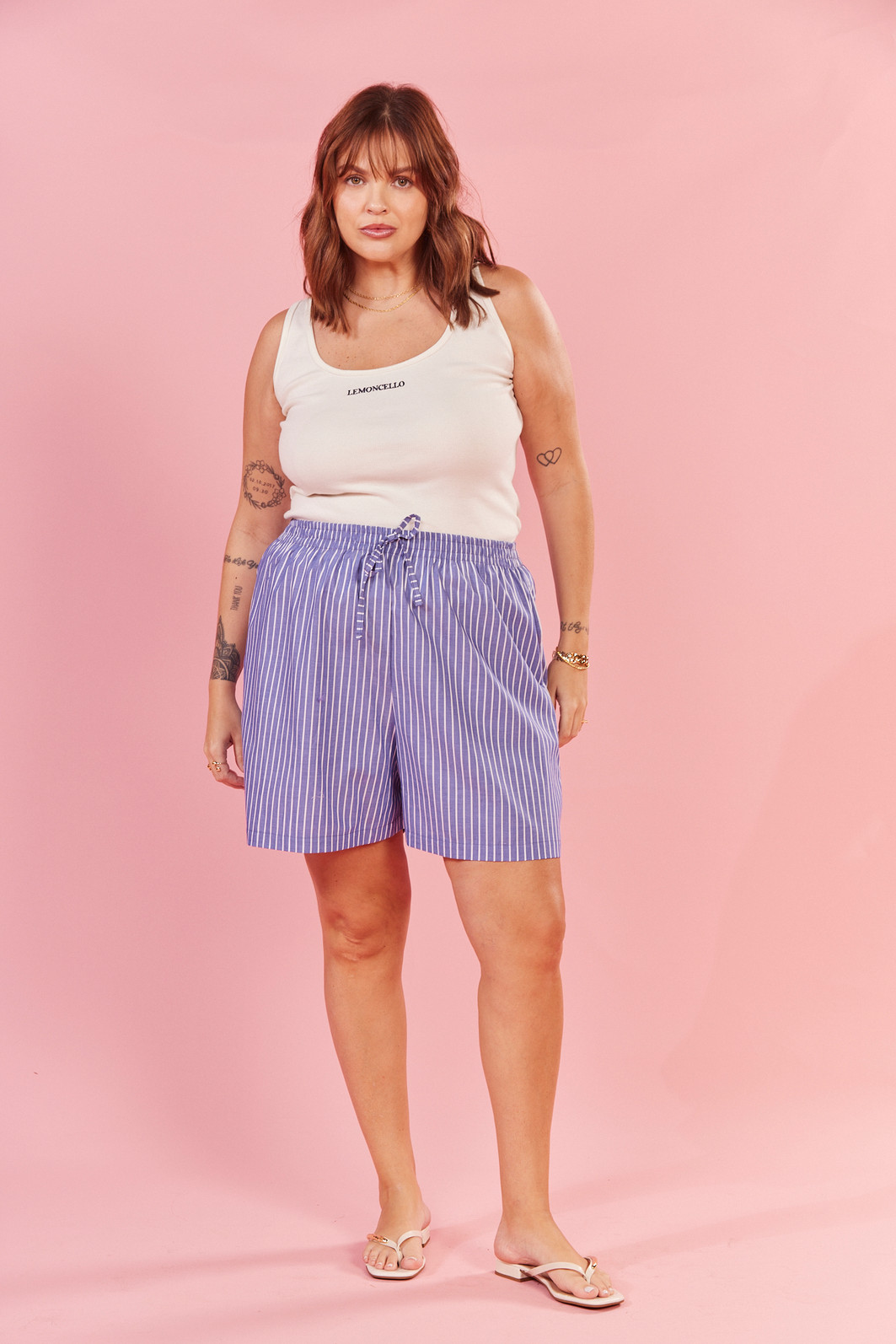 SHORTS ANNE LISTRADO AZUL SHORTS ANNE LISTRADO AZUL