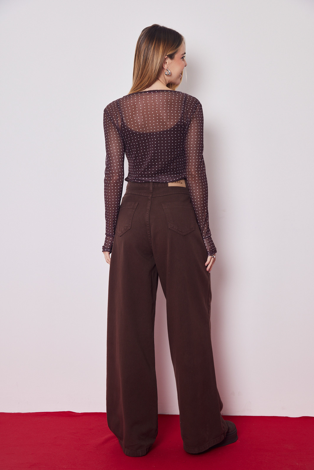 CALÇA JEANS WIDE LEG MARROM CALÇA JEANS WIDE LEG MARROM