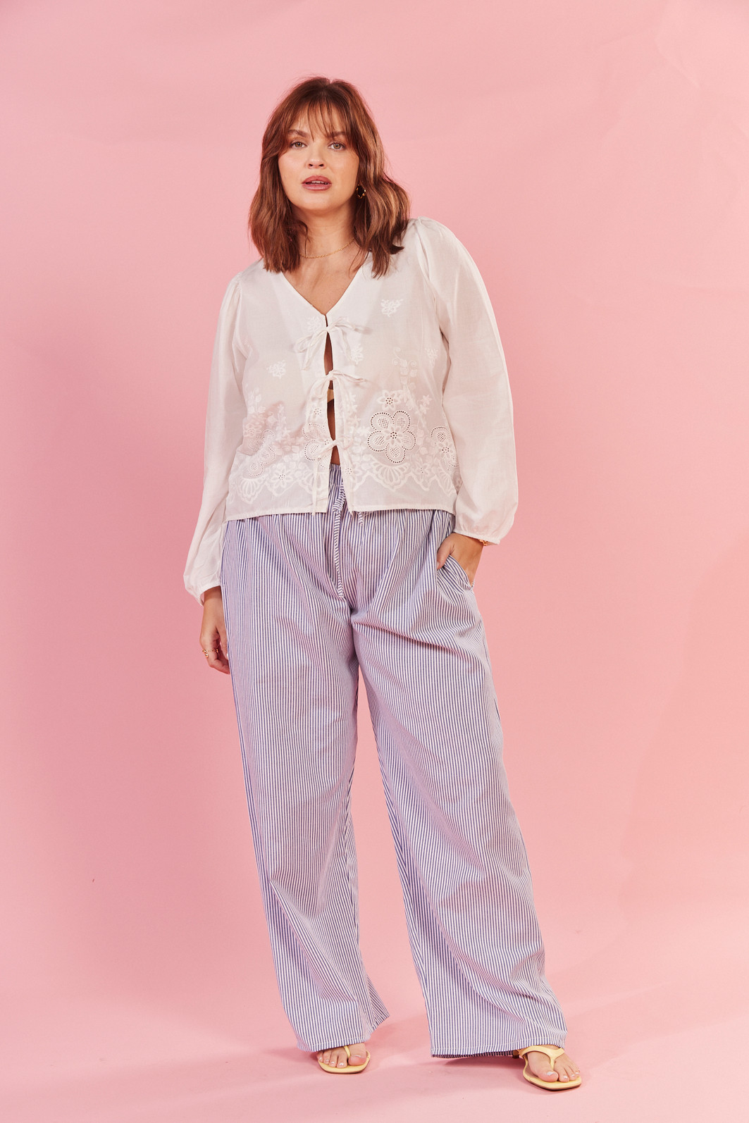 CALÇA FABI LISTRADO AZUL