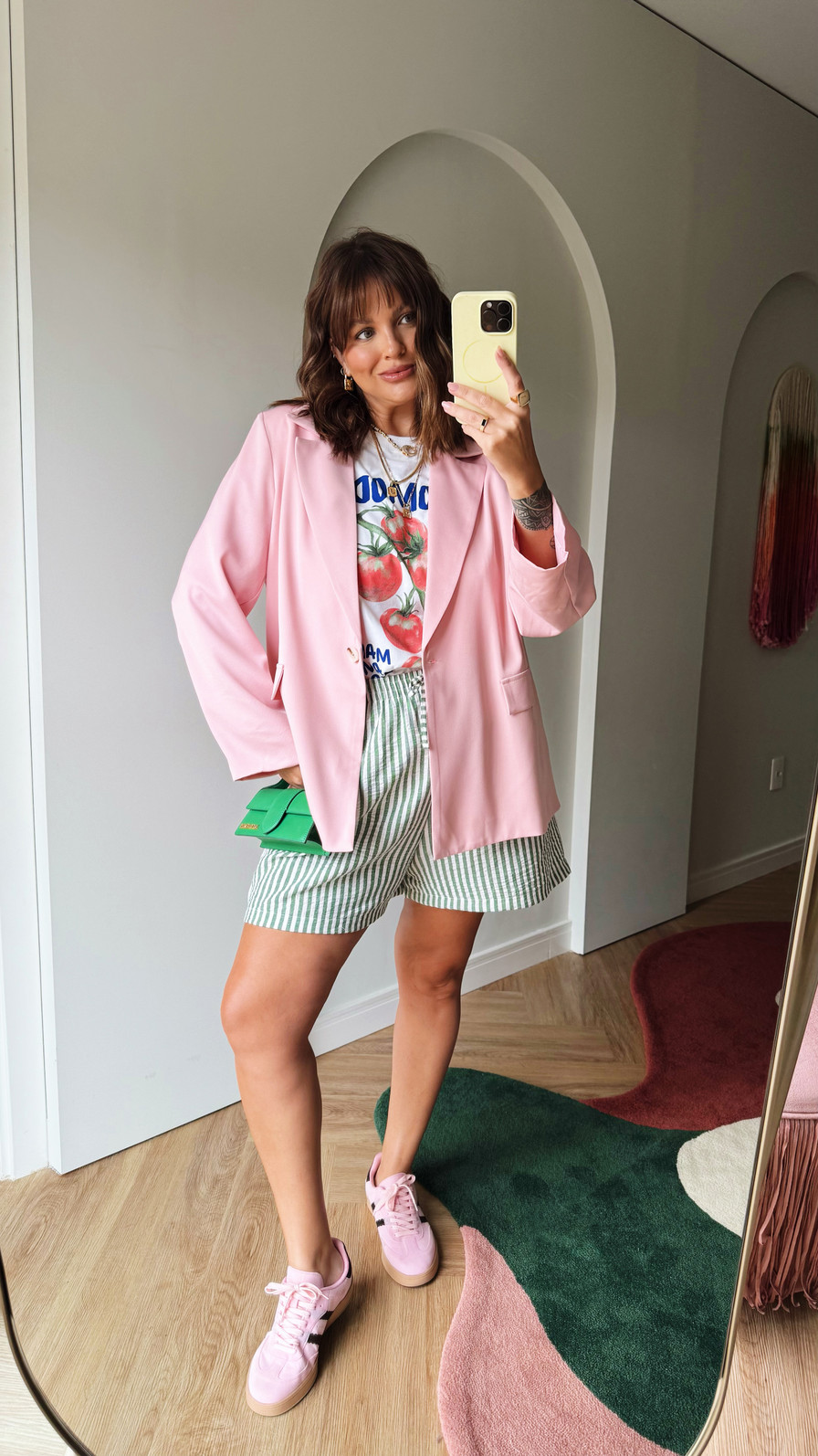 SHORTS ANA LISTRADO VERDE SHORTS ANA LISTRADO VERDE