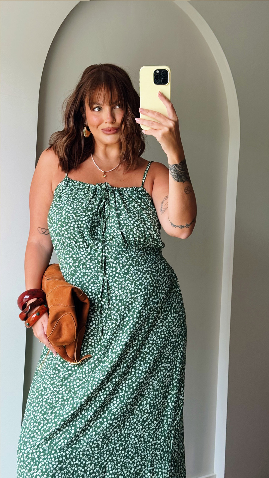 Vestido Midi Anita FLORAL FUNDO VERDE