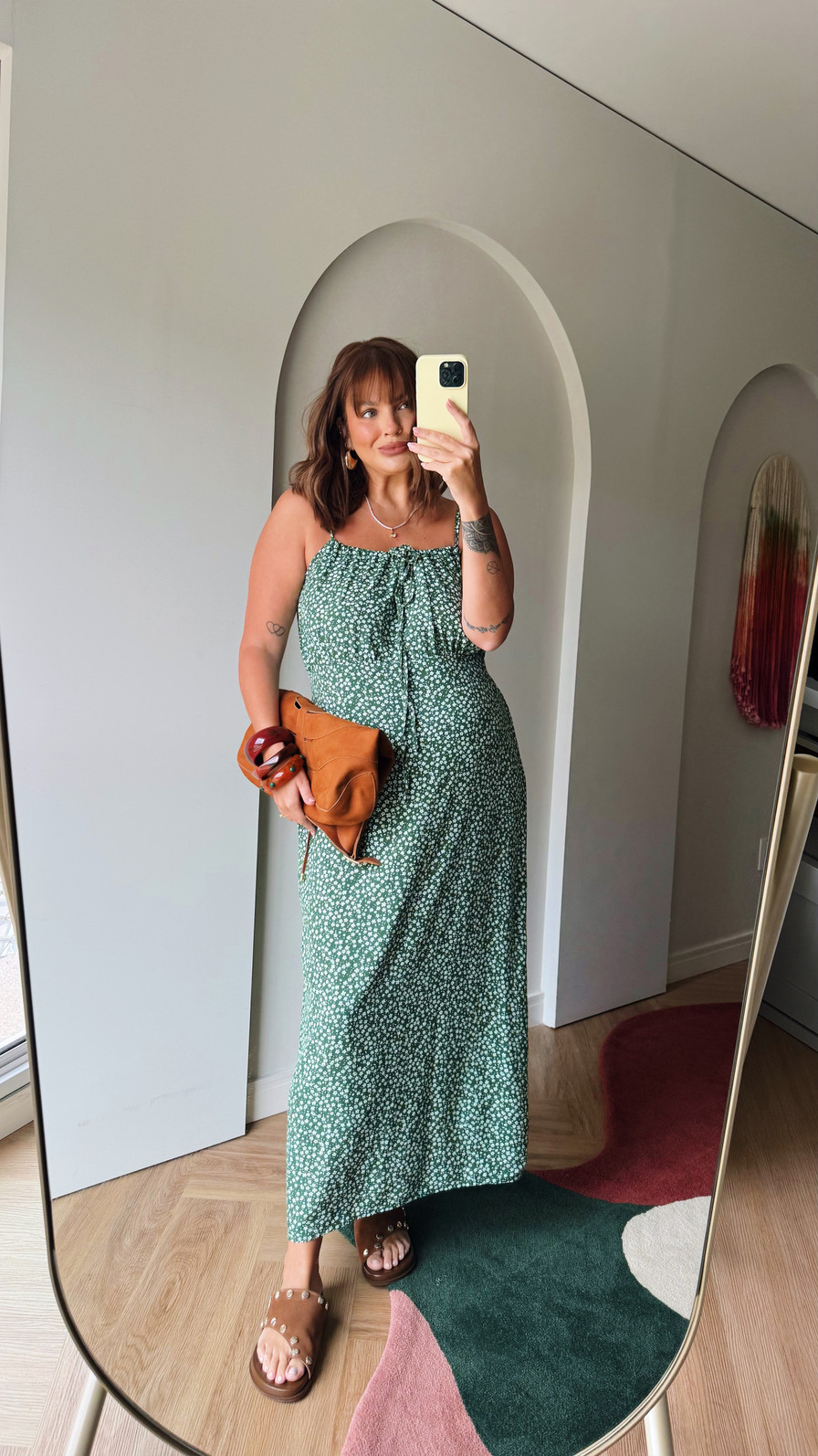 Vestido Midi Anita FLORAL FUNDO VERDE