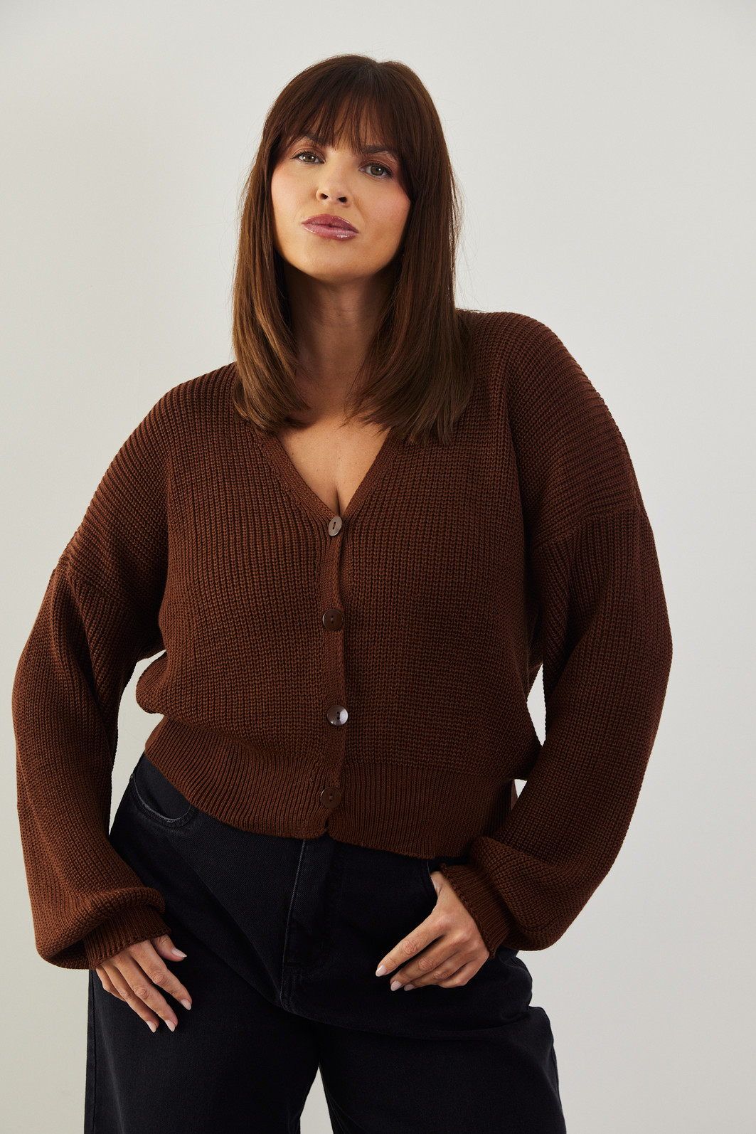 CARDIGAN TRICO LOLA MARROM CARDIGAN TRICO LOLA MARROM