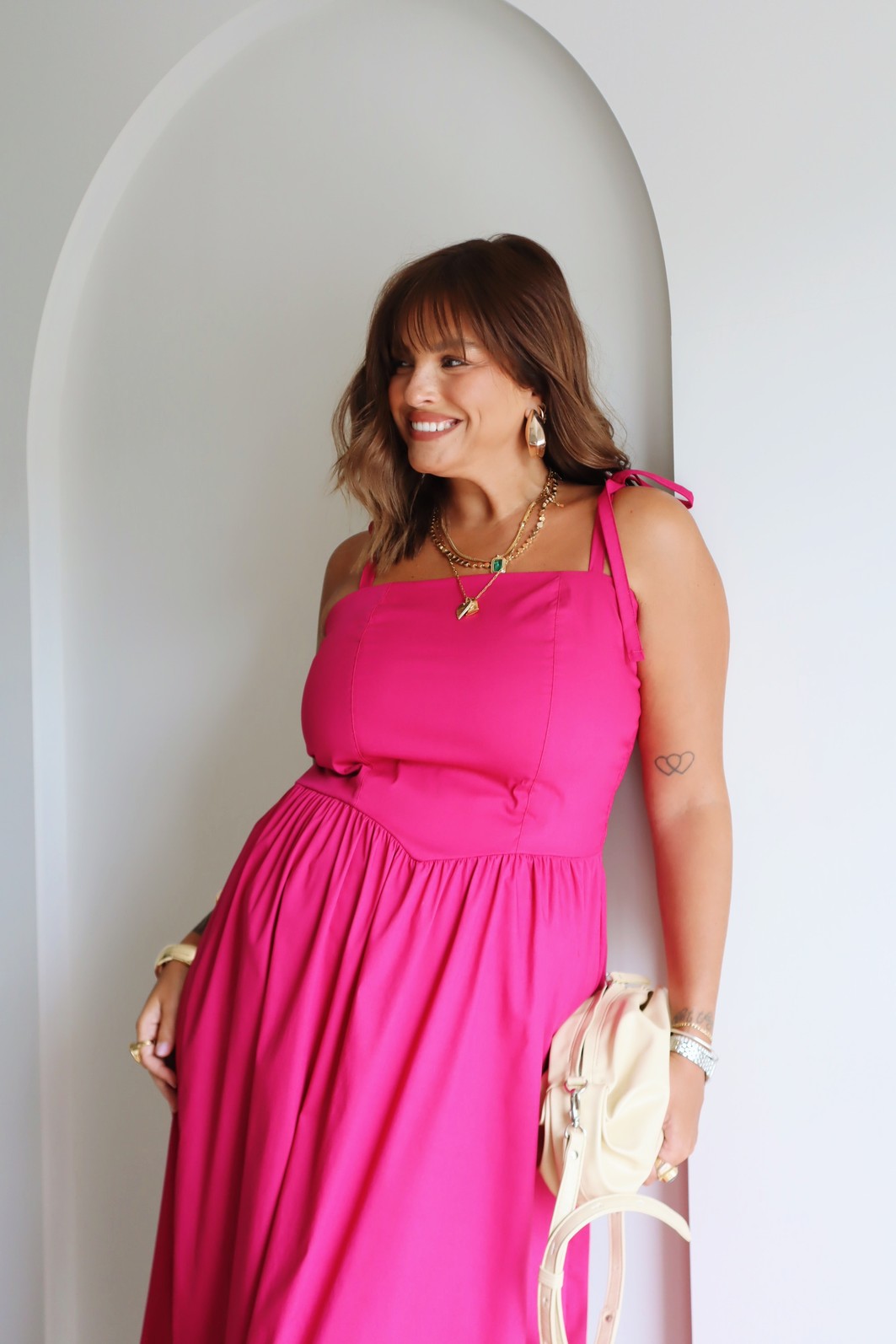 VESTIDO MIDI MILENA FUCSIA