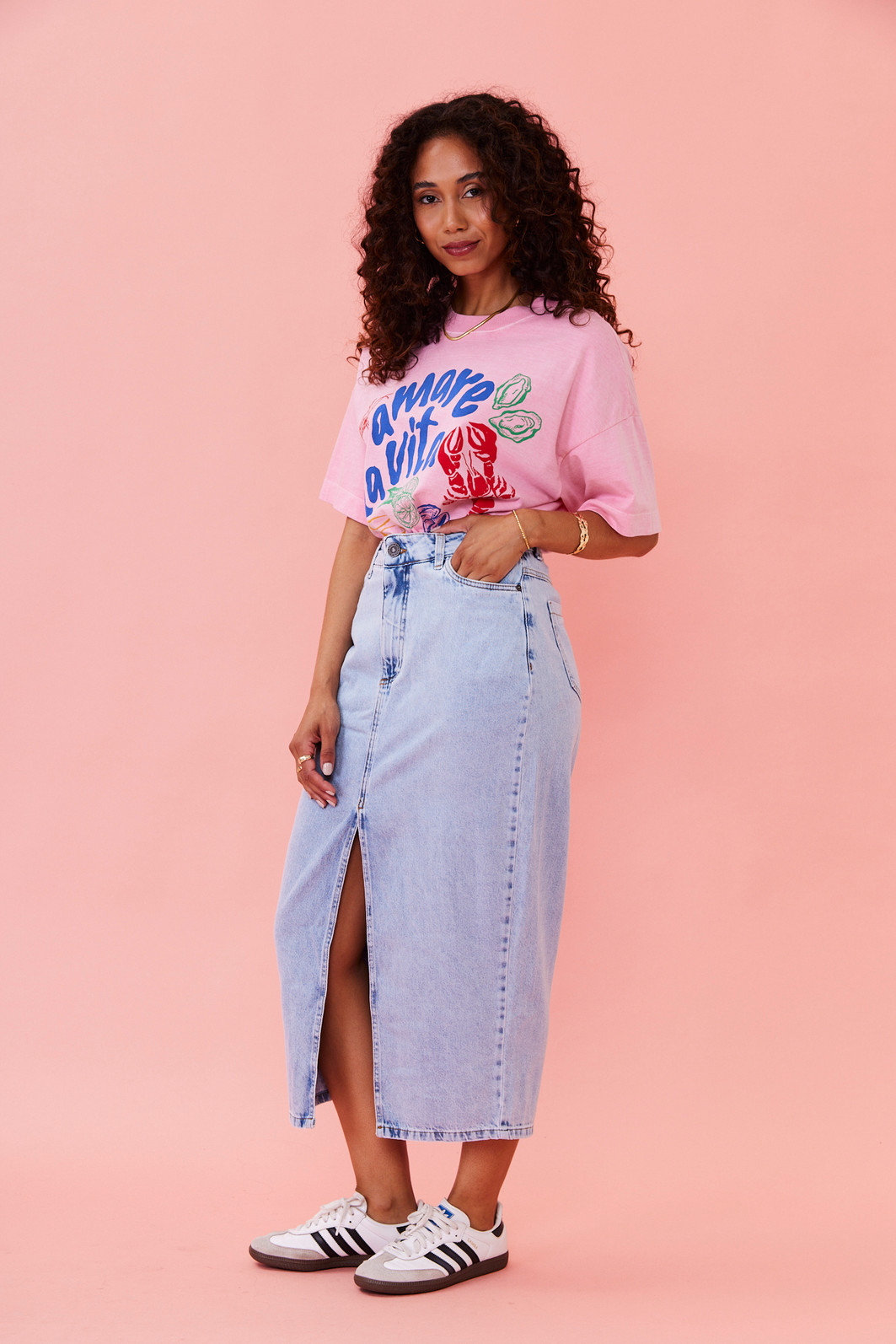 Saia Midi Jeans Eleonora JEANS CLARO