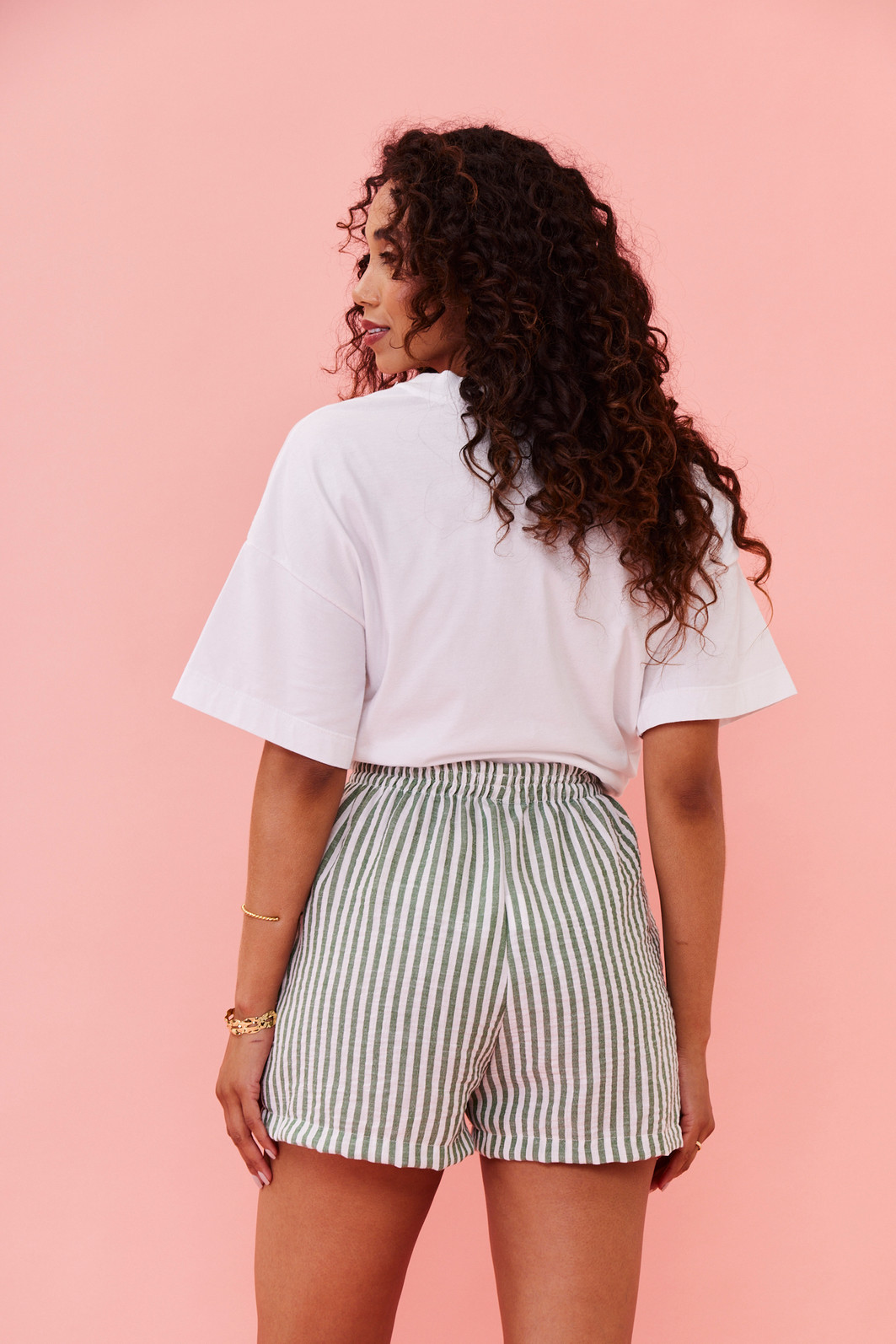 SHORTS ANA LISTRADO VERDE SHORTS ANA LISTRADO VERDE