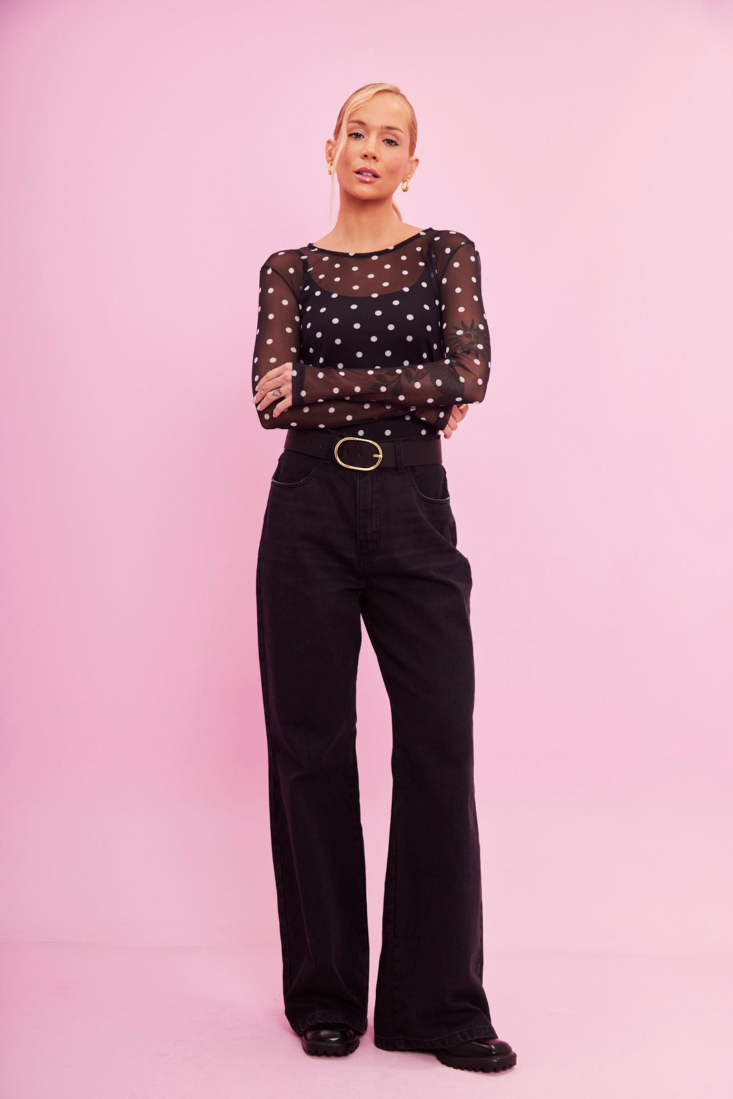 CALÇA WIDE LEG BLACK JEANS PRETO ESTONADO CALÇA WIDE LEG BLACK JEANS PRETO ESTONADO