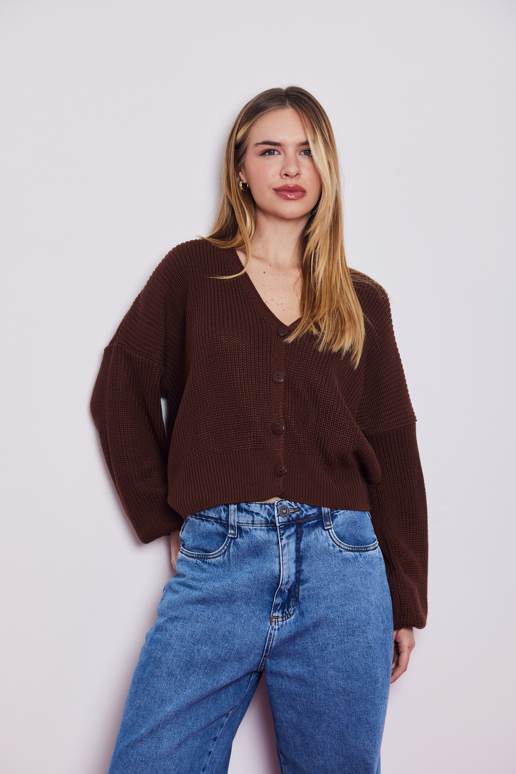 CARDIGAN TRICO LOLA MARROM CARDIGAN TRICO LOLA MARROM