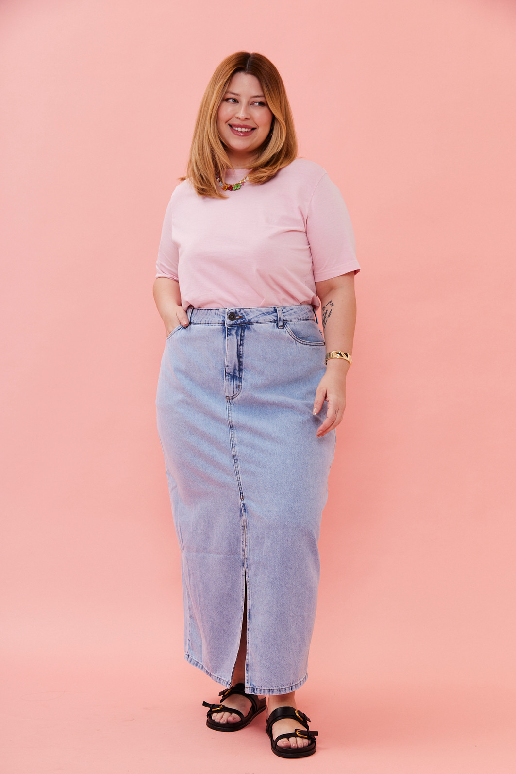 Saia Midi Jeans Eleonora JEANS CLARO