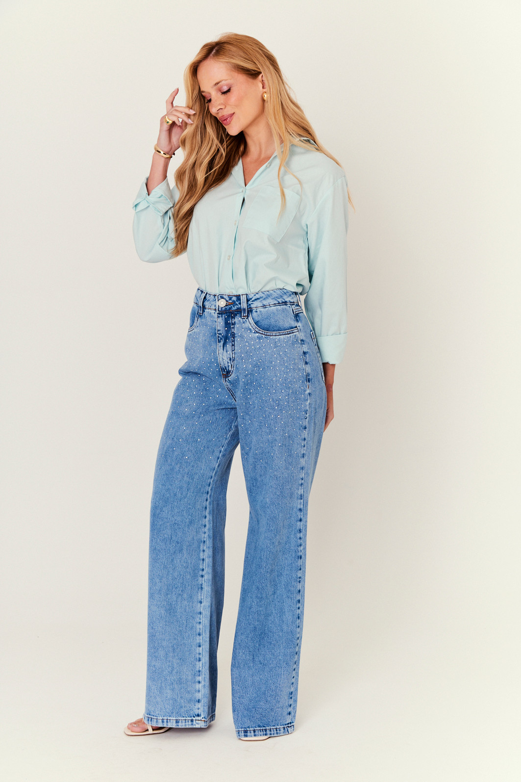 CALÇA JEANS COM STRASS JEANS CALÇA JEANS COM STRASS JEANS