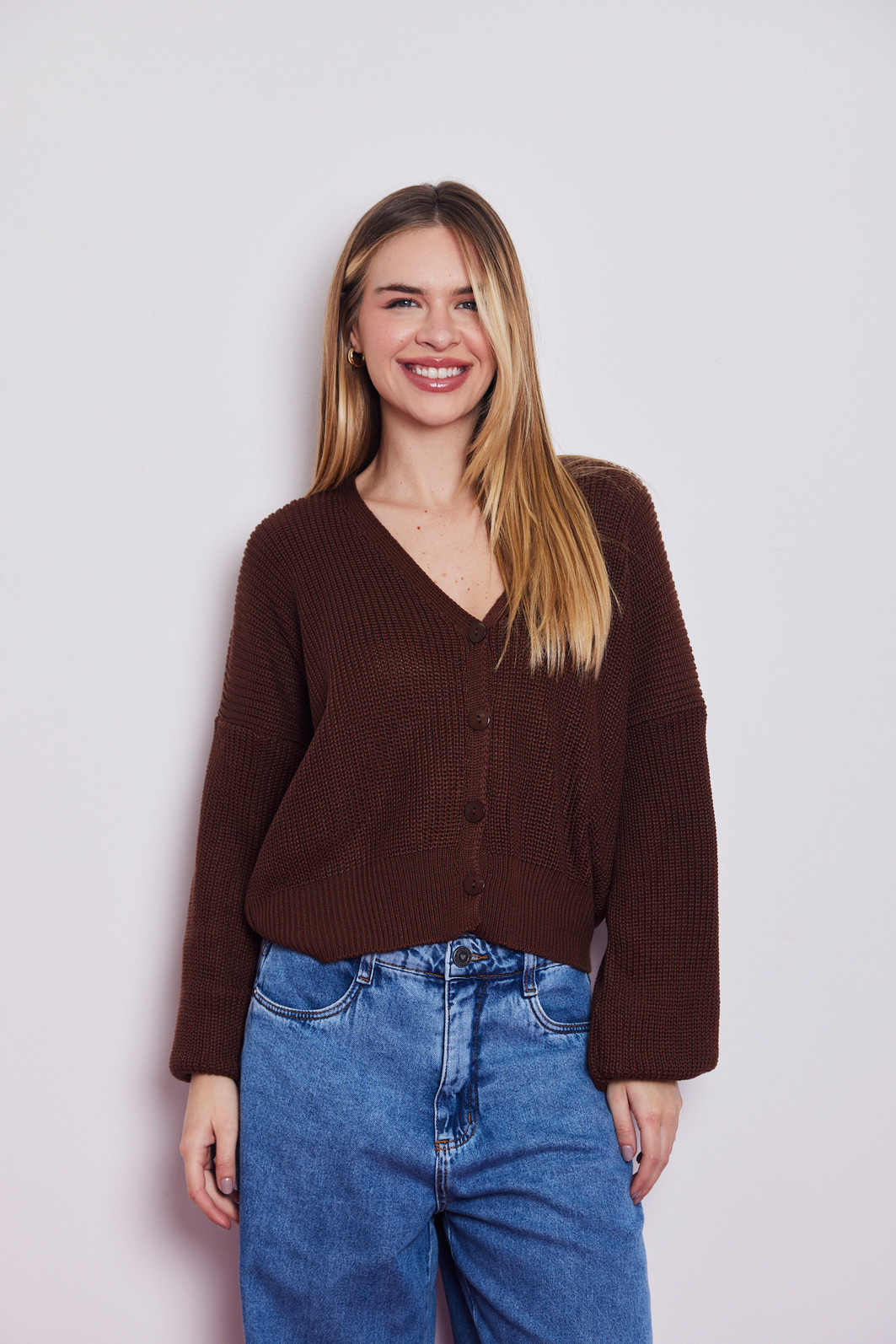 CARDIGAN TRICO LOLA MARROM CARDIGAN TRICO LOLA MARROM