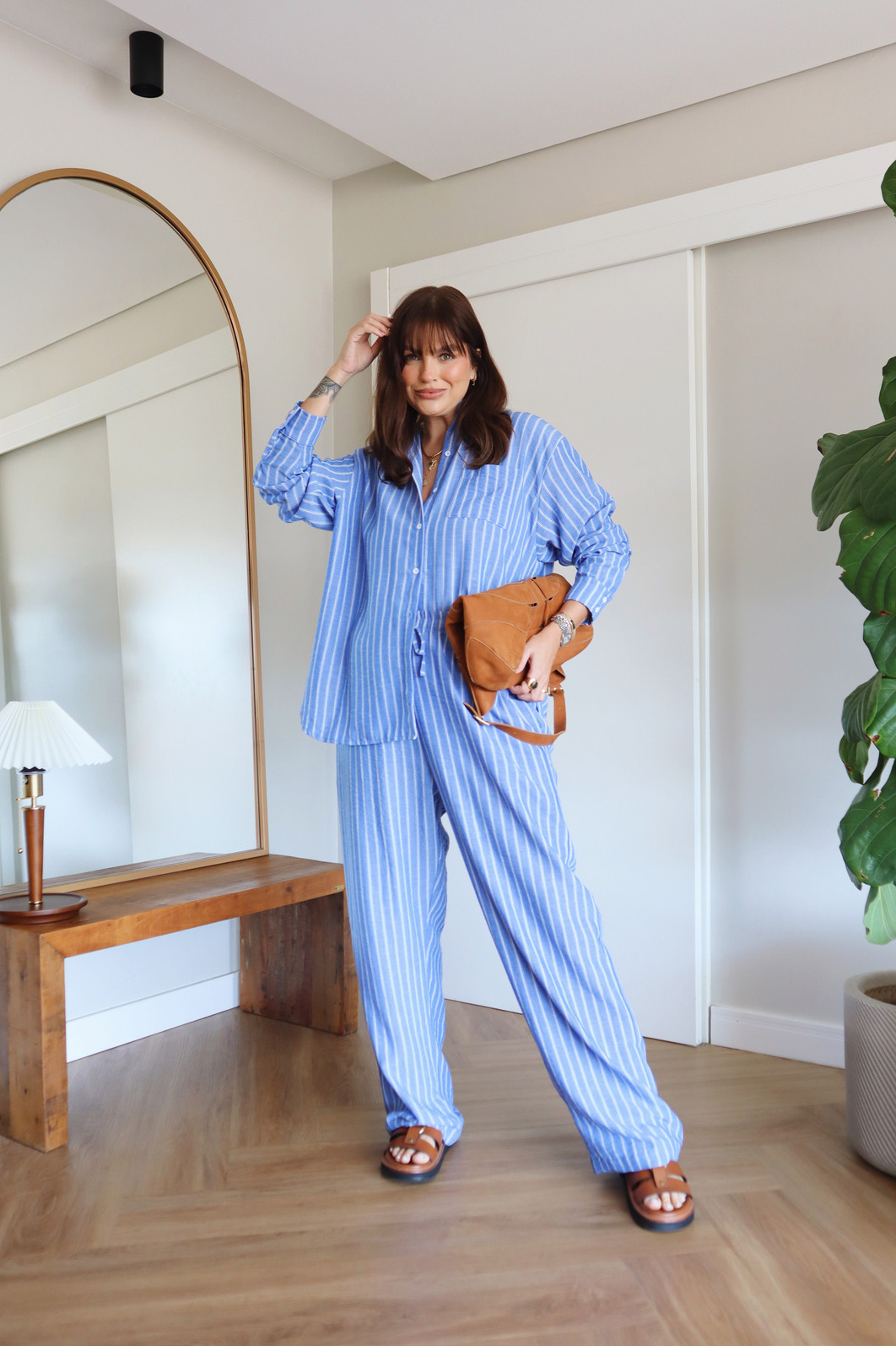 CALÇA LISTRADA VALENTINA LISTRA AZUL