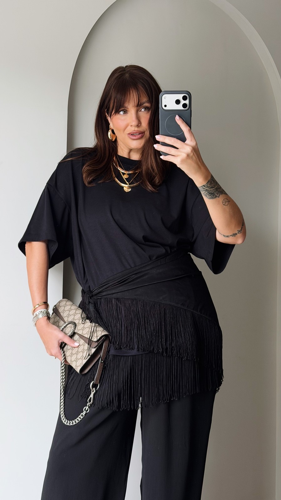 T-SHIRT FRANJA LUA PRETO T-SHIRT FRANJA LUA PRETO