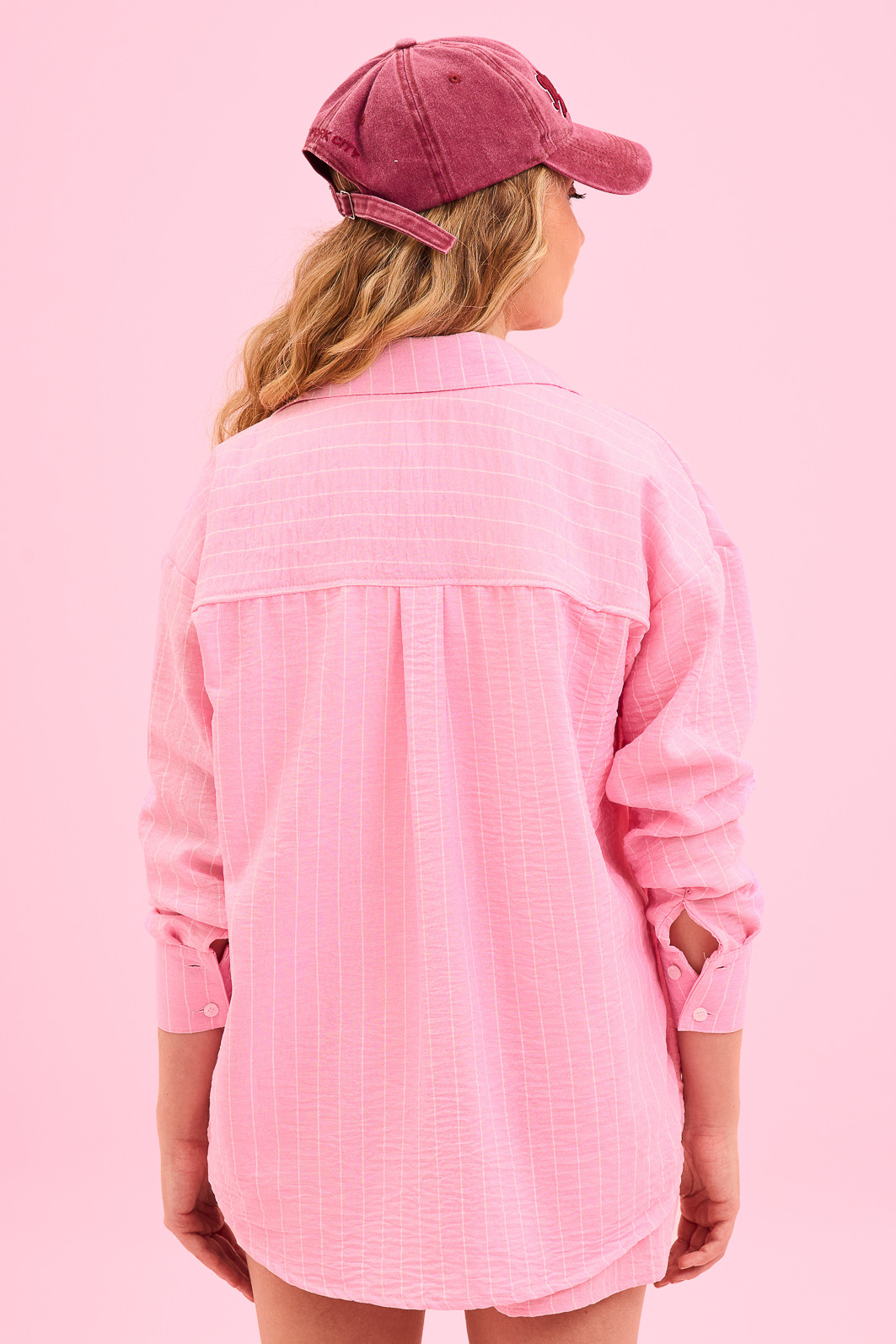 CAMISA AGATHA LISTRADO ROSA