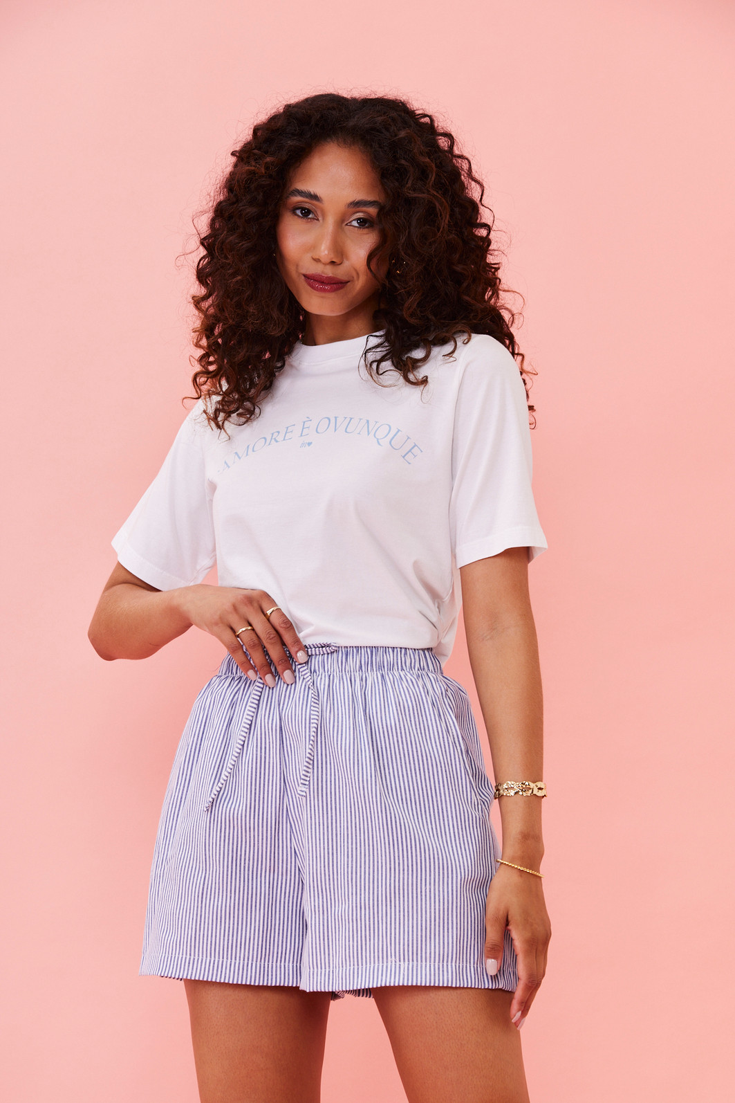 SHORTS HELENA LISTRADO AZUL