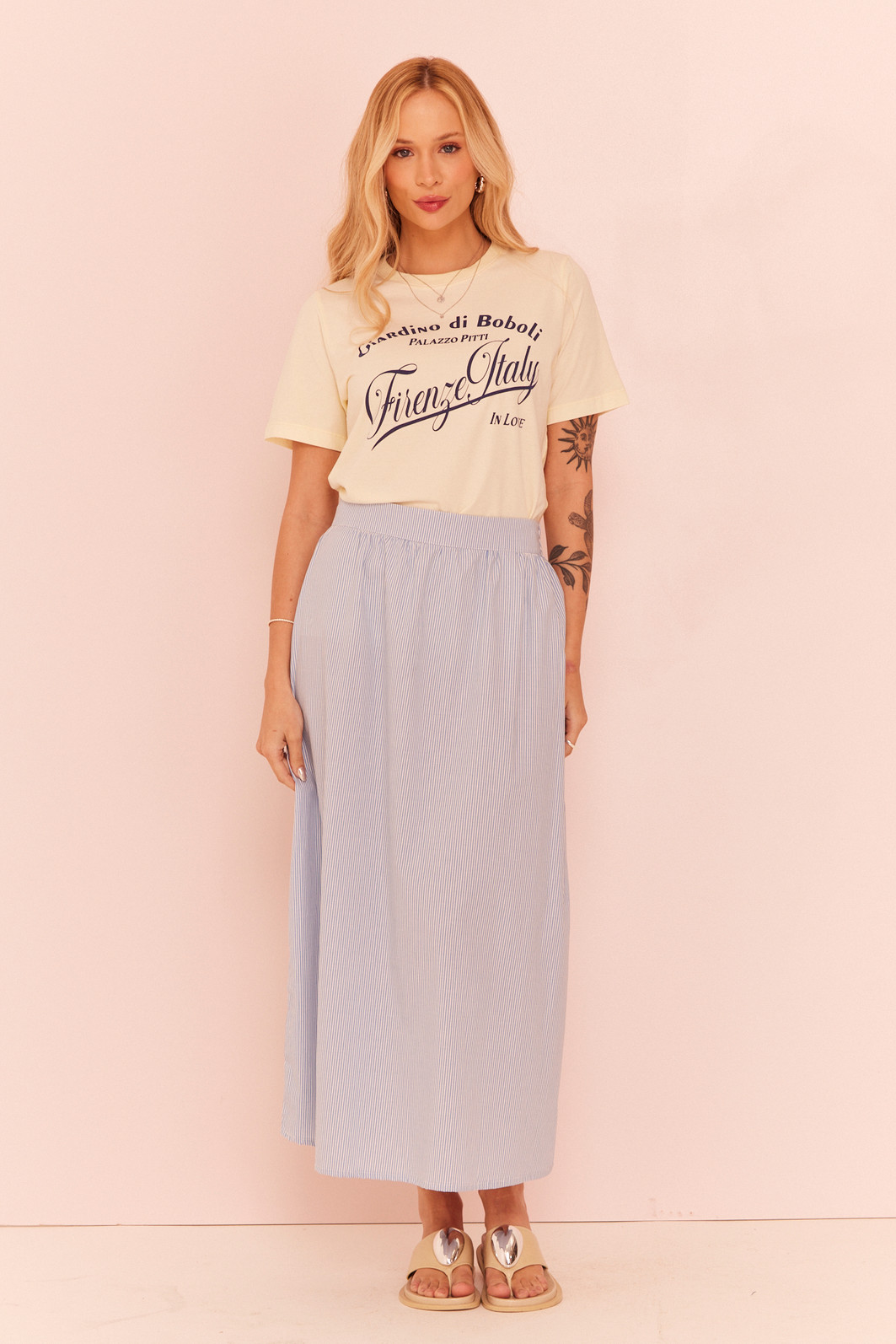 SAIA MIDI LISTRADA LUISA LISTRADO AZUL SAIA MIDI LISTRADA LUISA LISTRADO AZUL