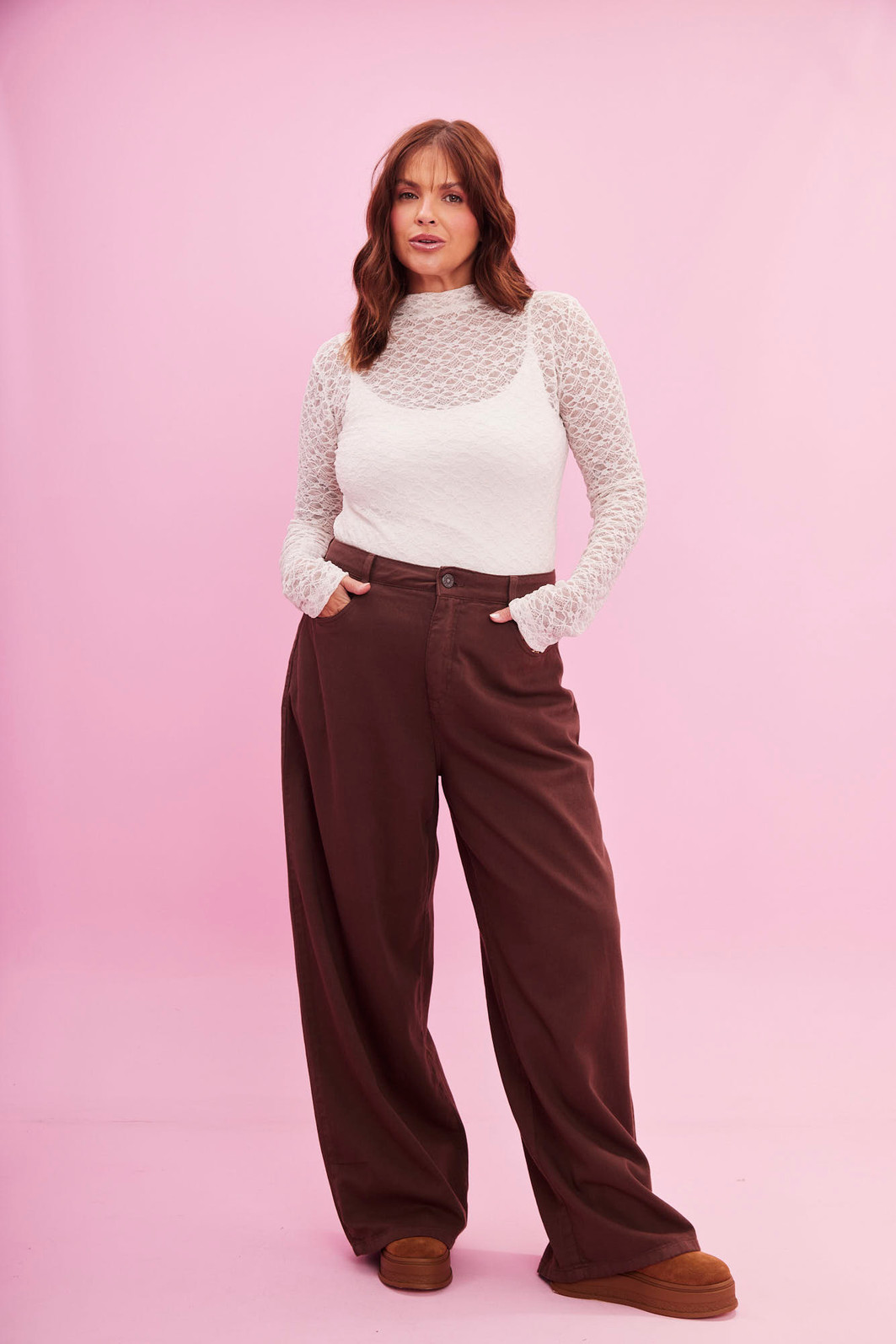 CALÇA JEANS WIDE LEG MARROM CALÇA JEANS WIDE LEG MARROM