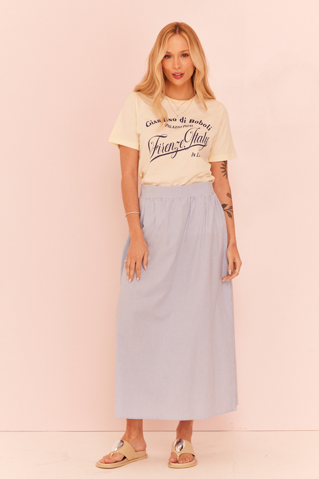 SAIA MIDI LISTRADA LUISA LISTRADO AZUL SAIA MIDI LISTRADA LUISA LISTRADO AZUL