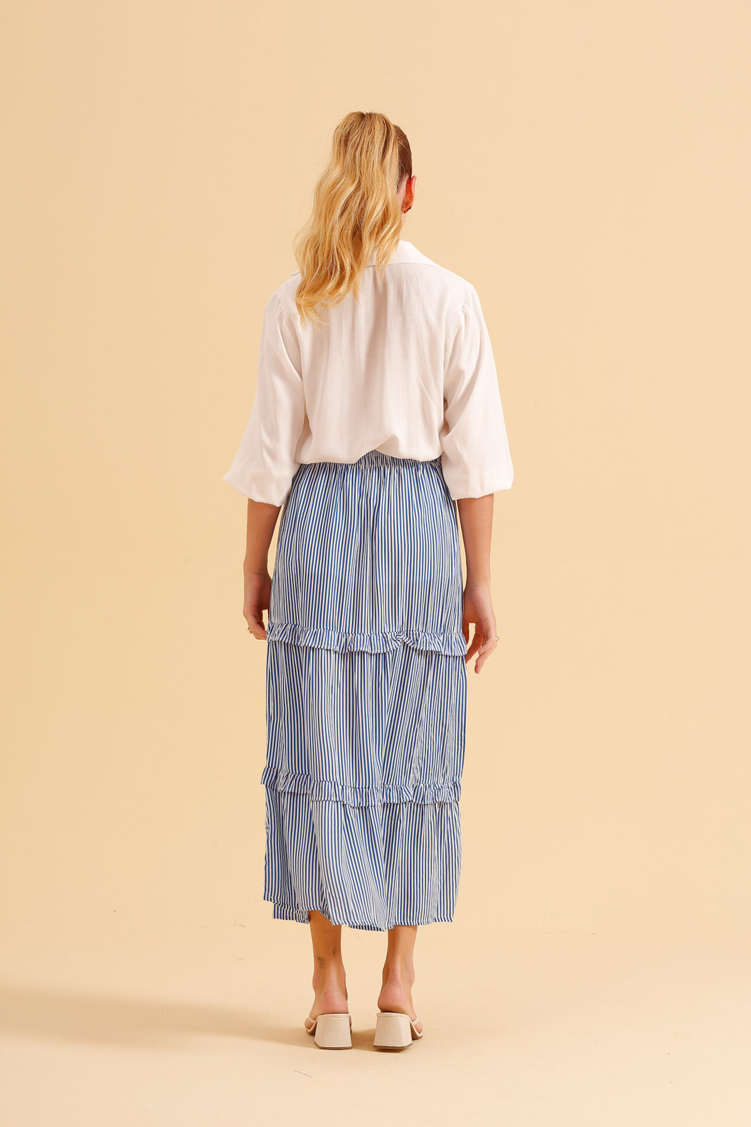 SAIA MIDI LISTRADA LISTRADO AZUL