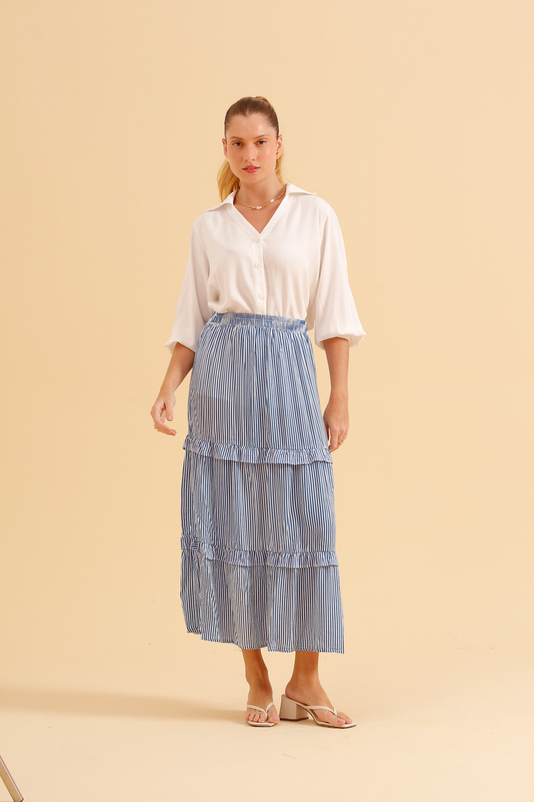 SAIA MIDI LISTRADA LISTRADO AZUL