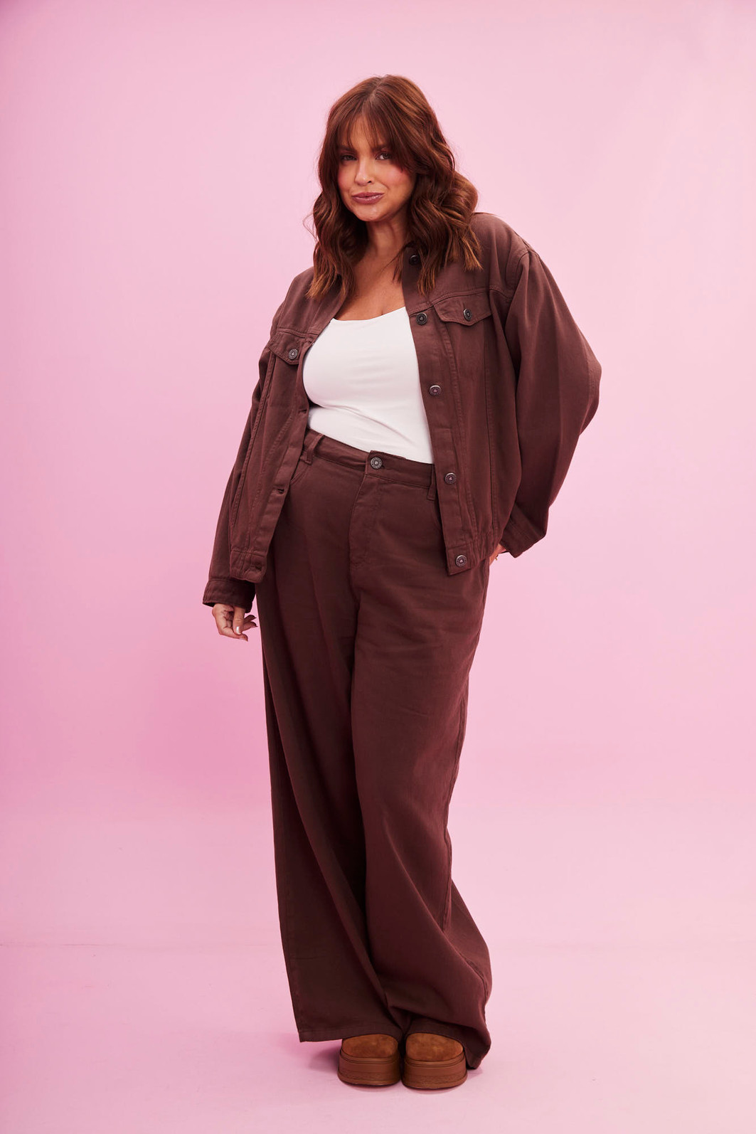 CALÇA JEANS WIDE LEG MARROM CALÇA JEANS WIDE LEG MARROM