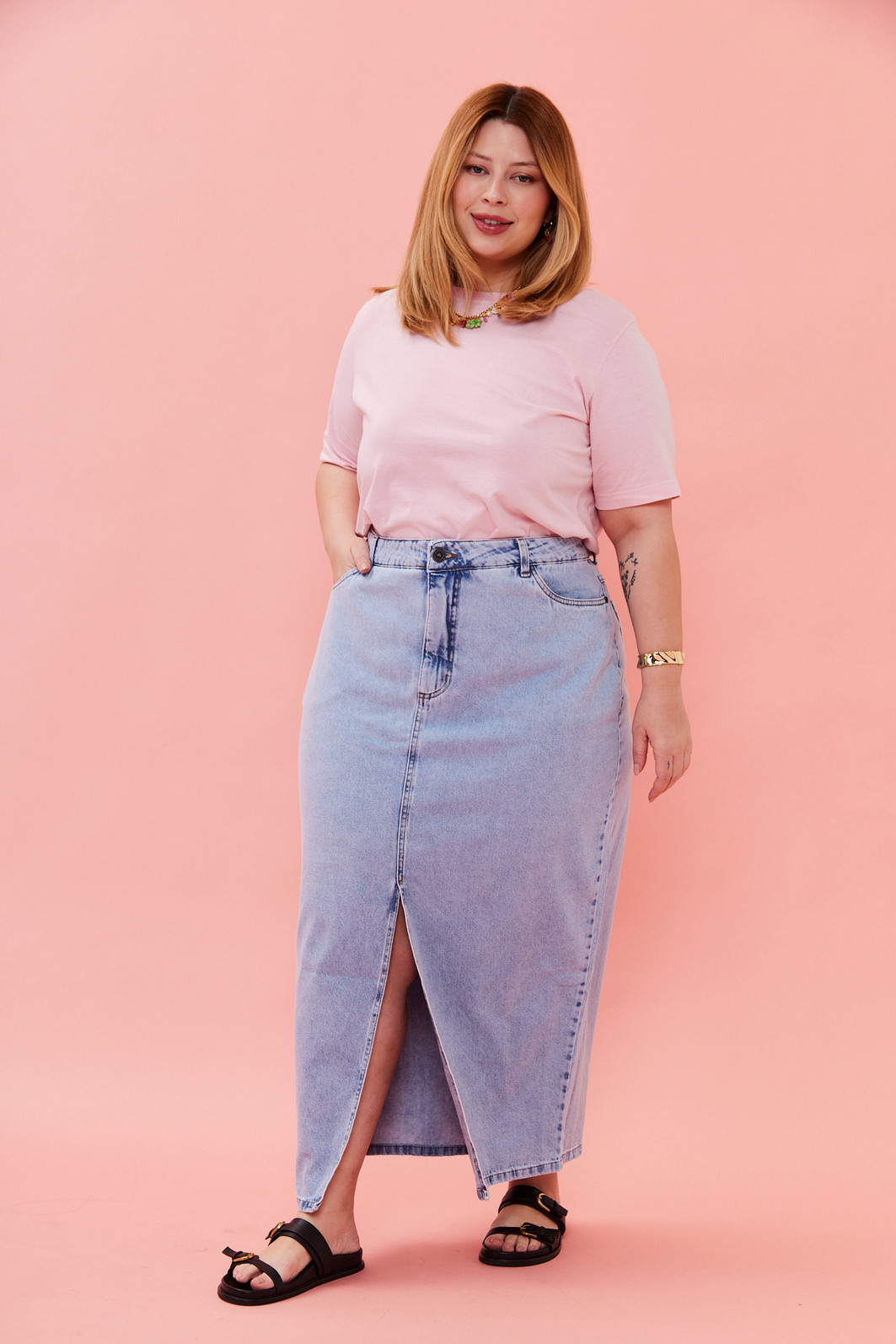 Saia Midi Jeans Eleonora JEANS CLARO