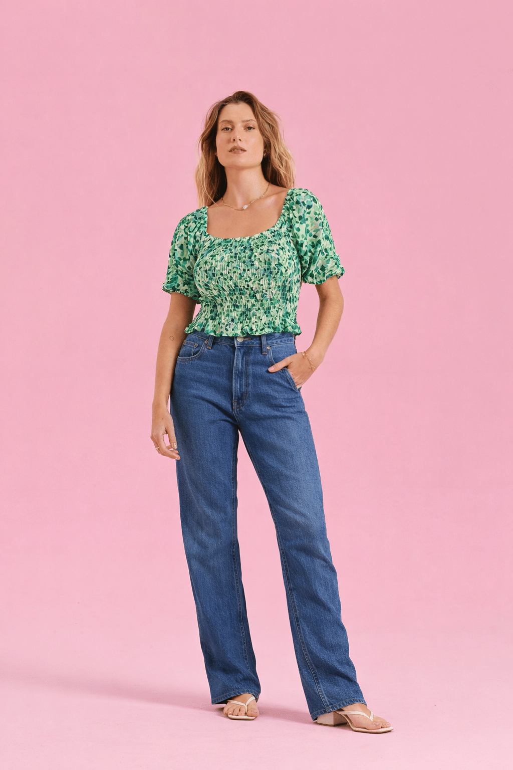BLUSA VERDE ESTAMPA FLORAL
