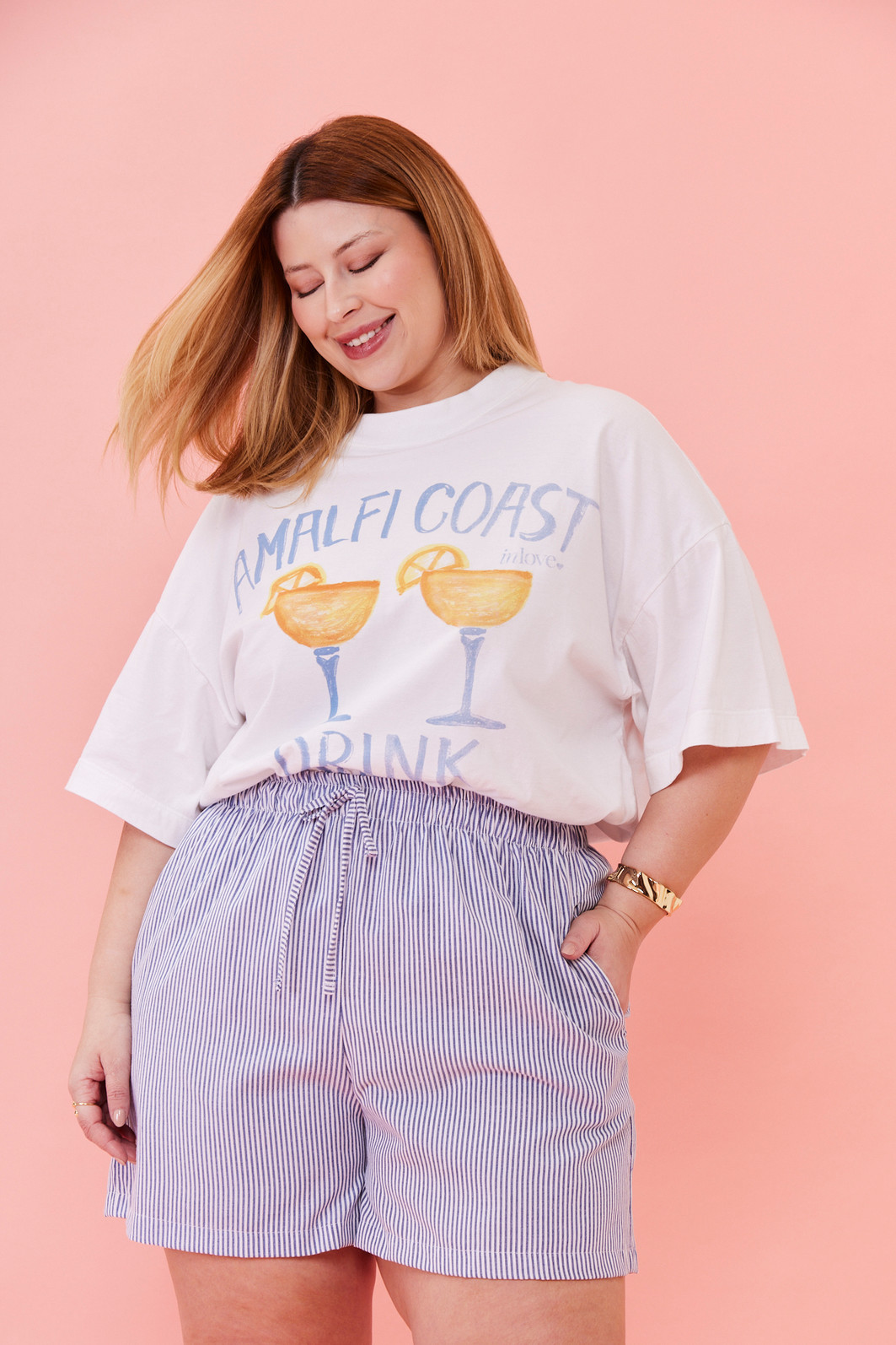 SHORTS HELENA LISTRADO AZUL