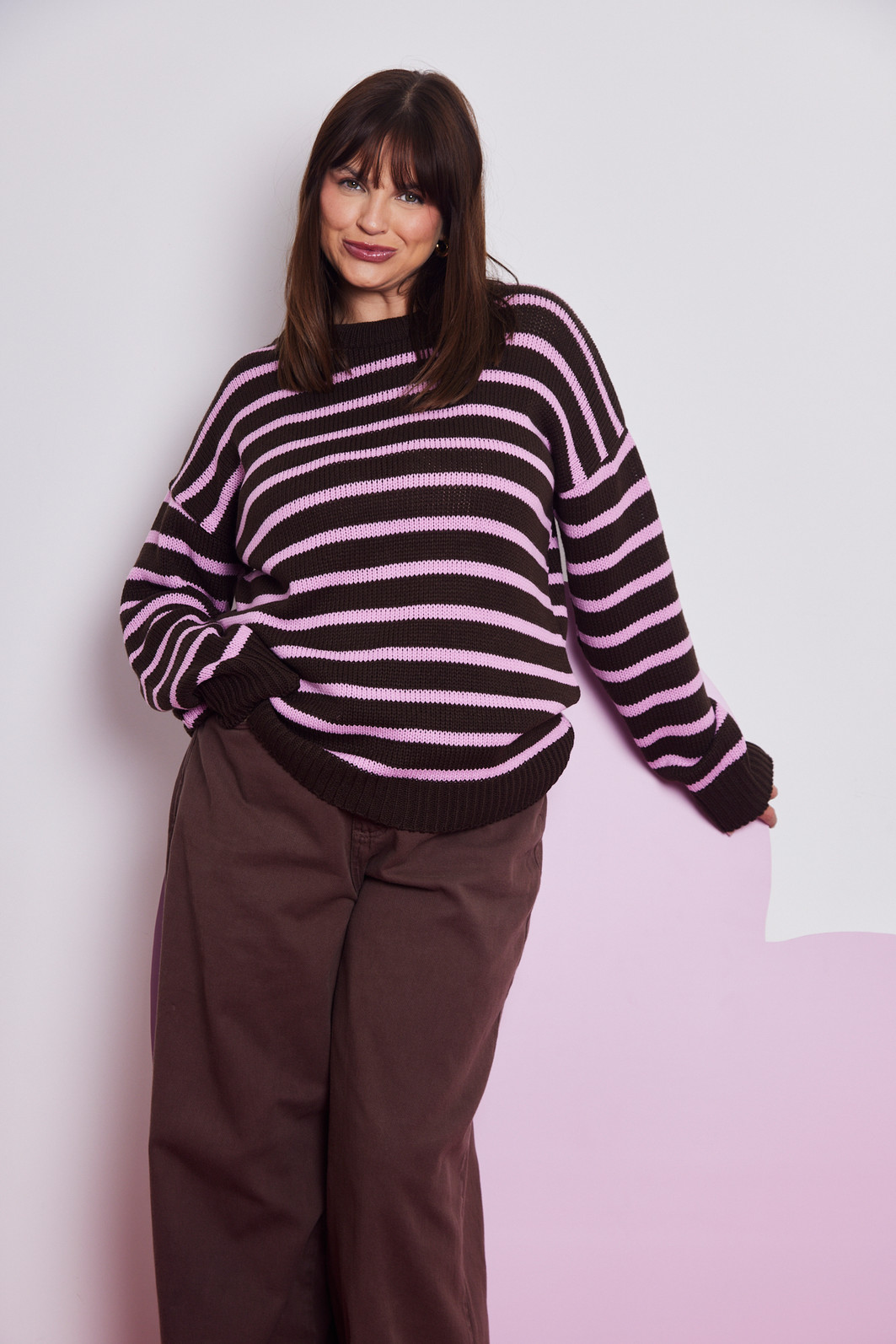 TRICOT LISTRADO MARROM/ROSA TRICOT LISTRADO MARROM/ROSA