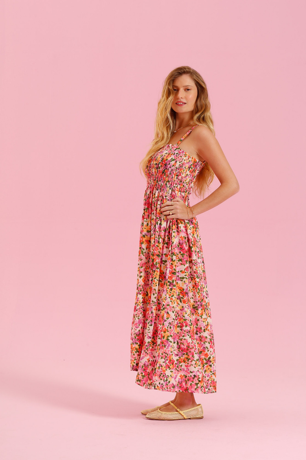 VESTIDO ROSA ESTAMPA FLORAL