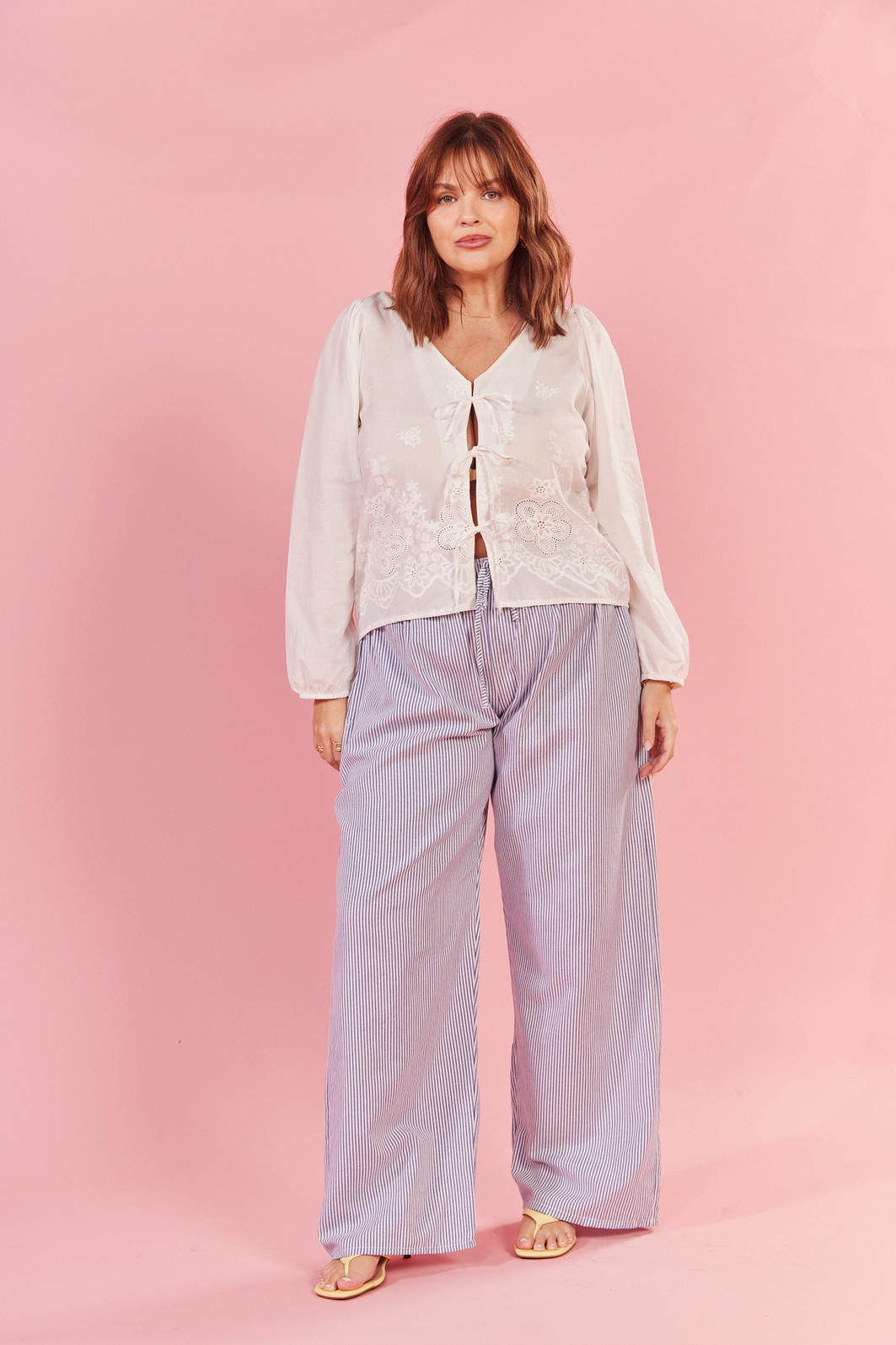 CALÇA FABI LISTRADO AZUL