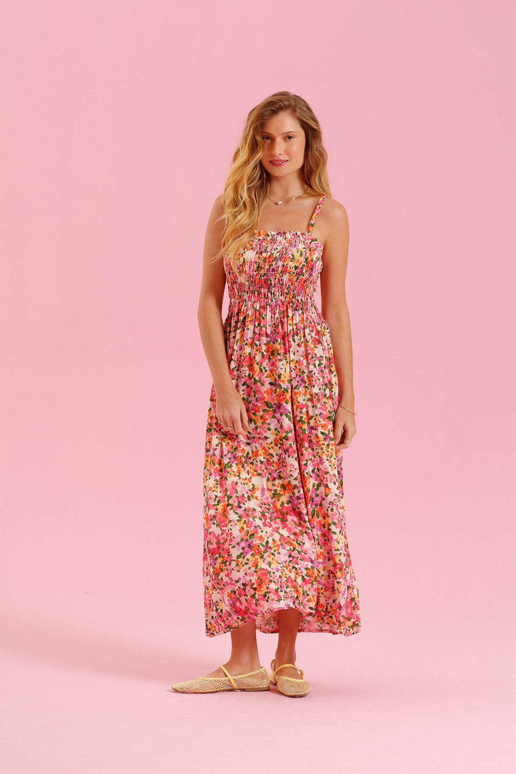 VESTIDO ROSA ESTAMPA FLORAL