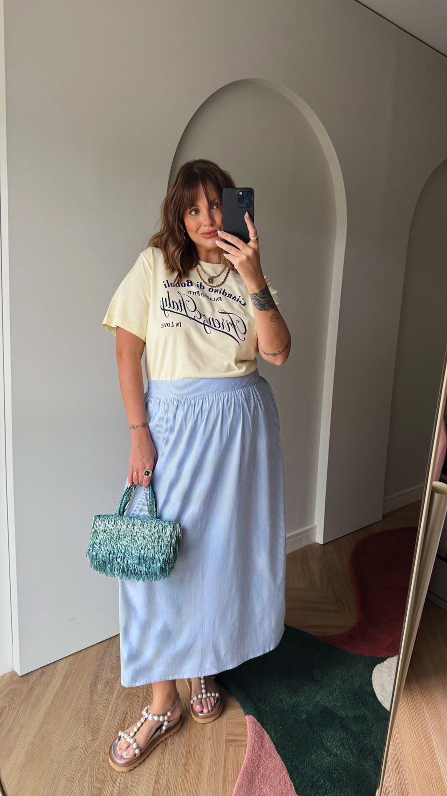 SAIA MIDI LISTRADA LUISA LISTRADO AZUL SAIA MIDI LISTRADA LUISA LISTRADO AZUL