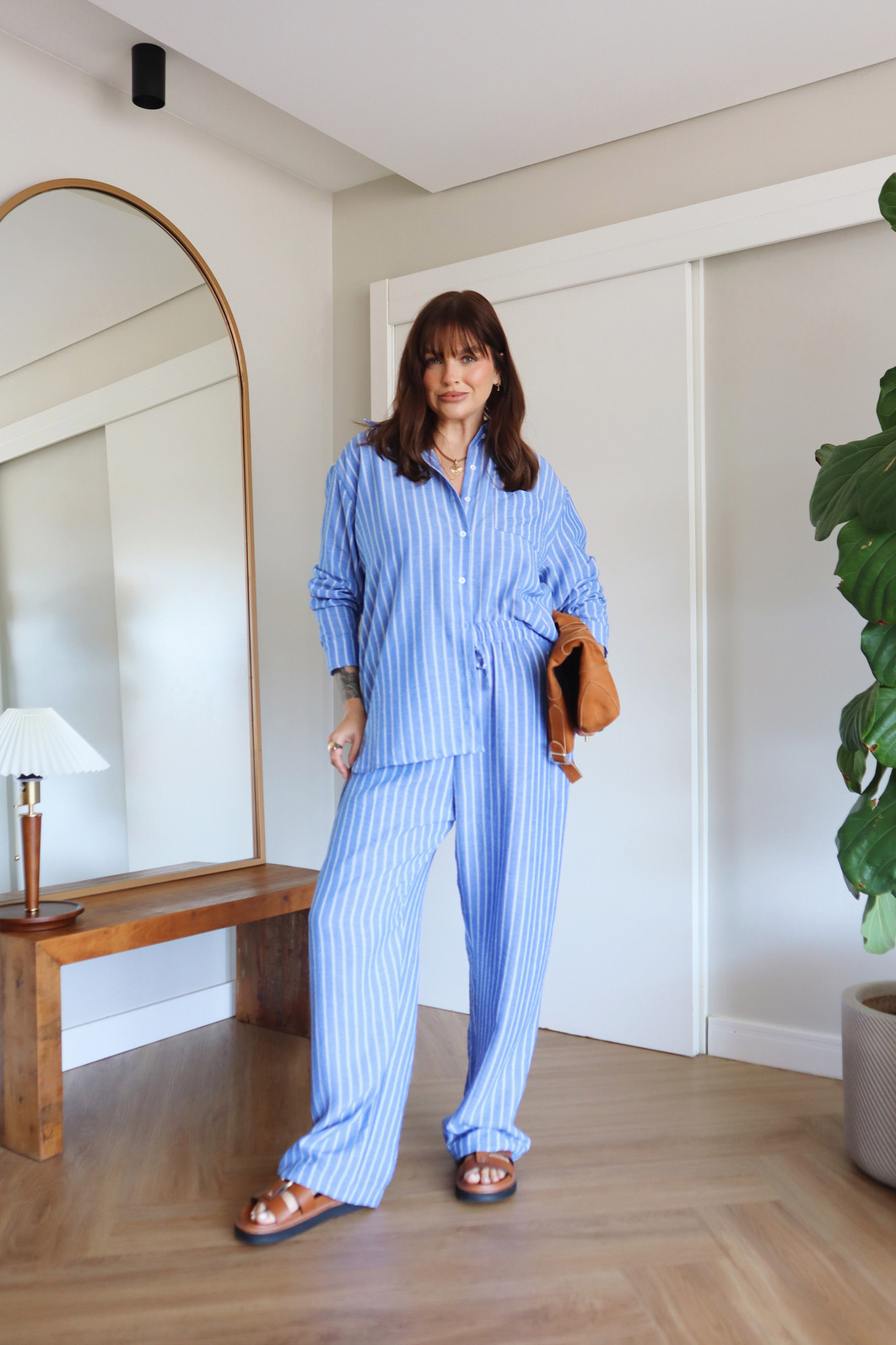CALÇA LISTRADA VALENTINA LISTRA AZUL