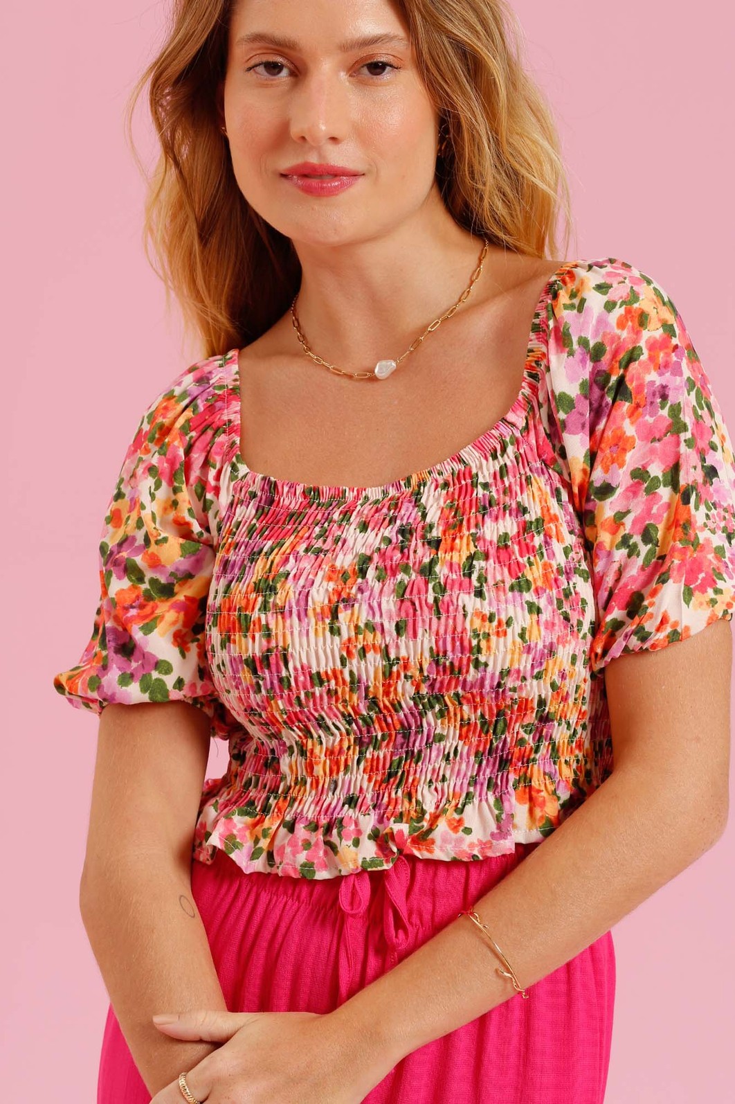 BLUSA ROSA ESTAMPA FLORAL BLUSA ROSA ESTAMPA FLORAL