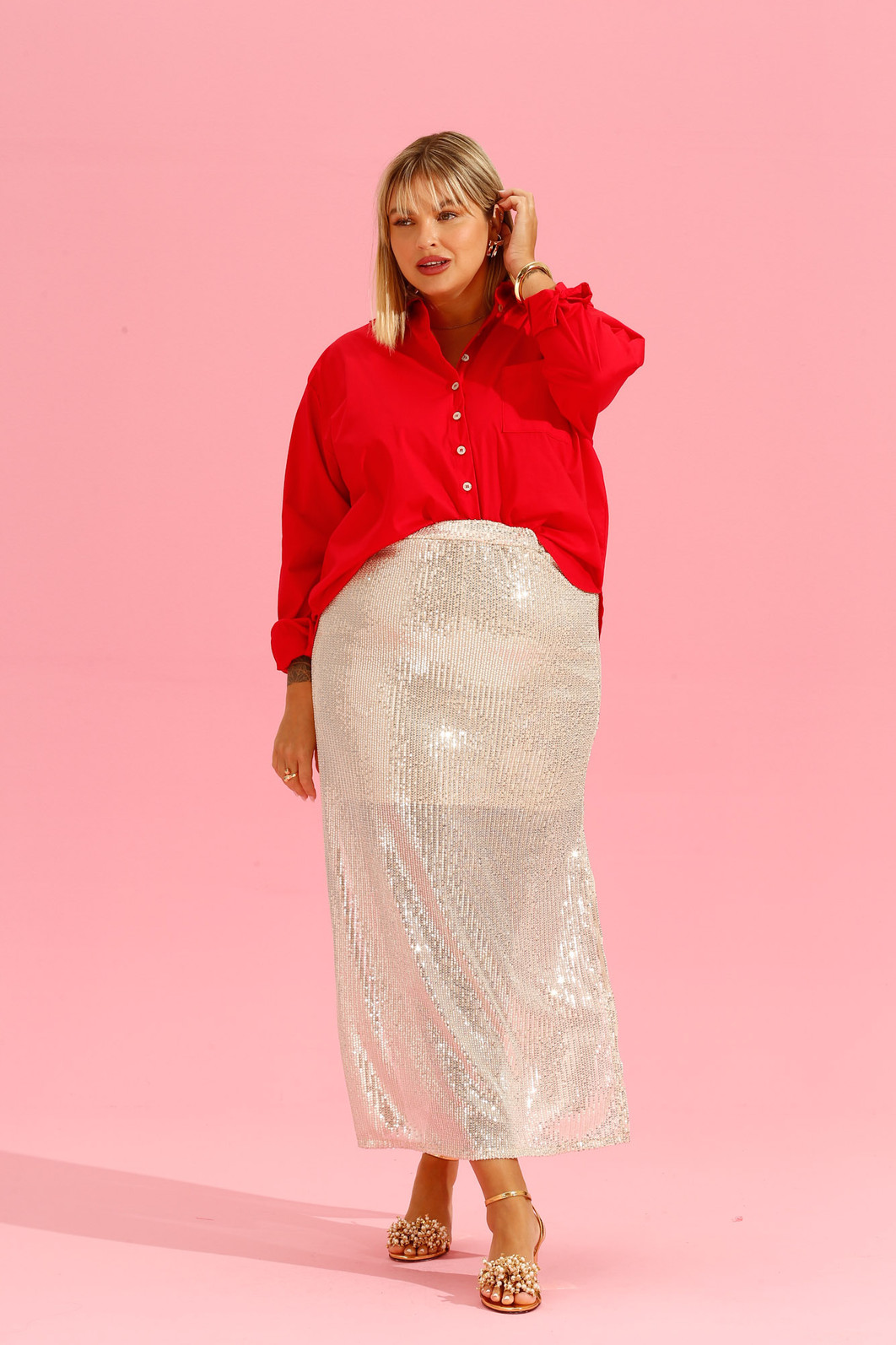 Saia Midi de Paete Rayane CHAMPAGNE Saia Midi de Paete Rayane CHAMPAGNE