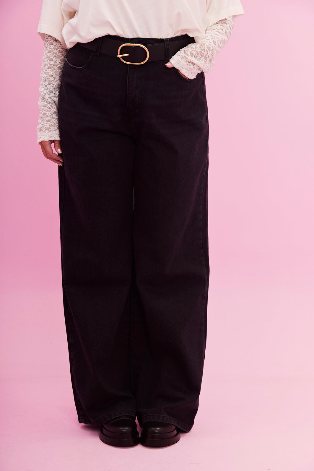 CALÇA WIDE LEG BLACK JEANS PRETO ESTONADO CALÇA WIDE LEG BLACK JEANS PRETO ESTONADO