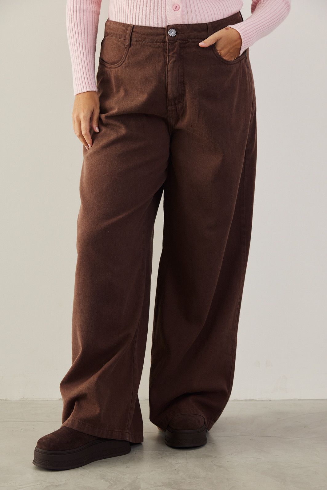 CALÇA JEANS WIDE LEG MARROM CALÇA JEANS WIDE LEG MARROM