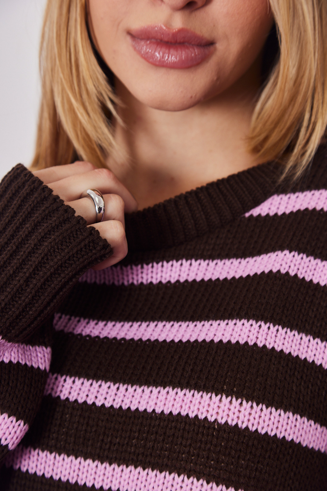 TRICOT LISTRADO MARROM/ROSA TRICOT LISTRADO MARROM/ROSA