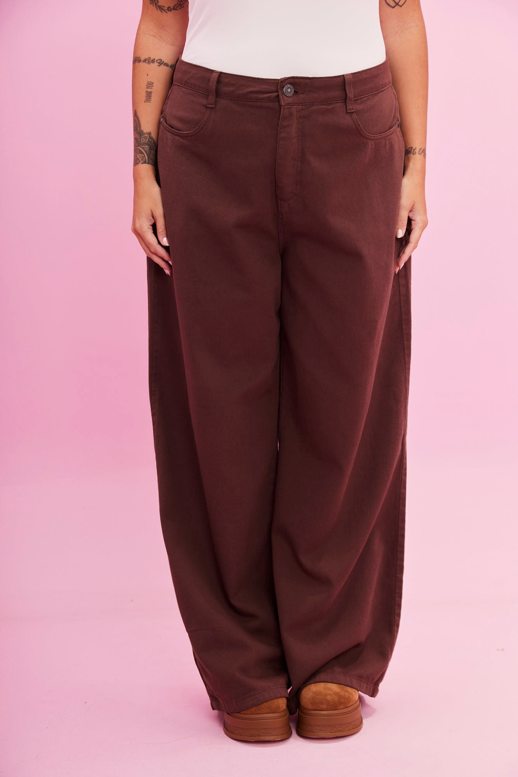 CALÇA JEANS WIDE LEG MARROM CALÇA JEANS WIDE LEG MARROM