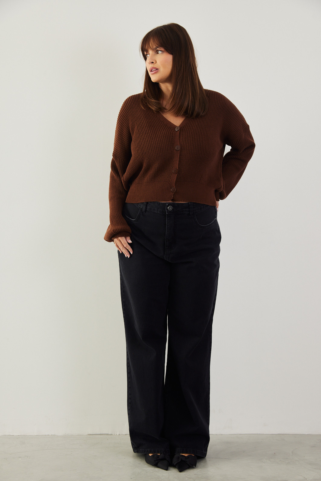 CARDIGAN TRICO LOLA MARROM CARDIGAN TRICO LOLA MARROM