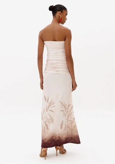 VESTIDO SEM ALCAS LONGO COM ESTAMPA LANÇA PERFUME VESTIDO SEM ALCAS LONGO COM ESTAMPA LANÇA PERFUME