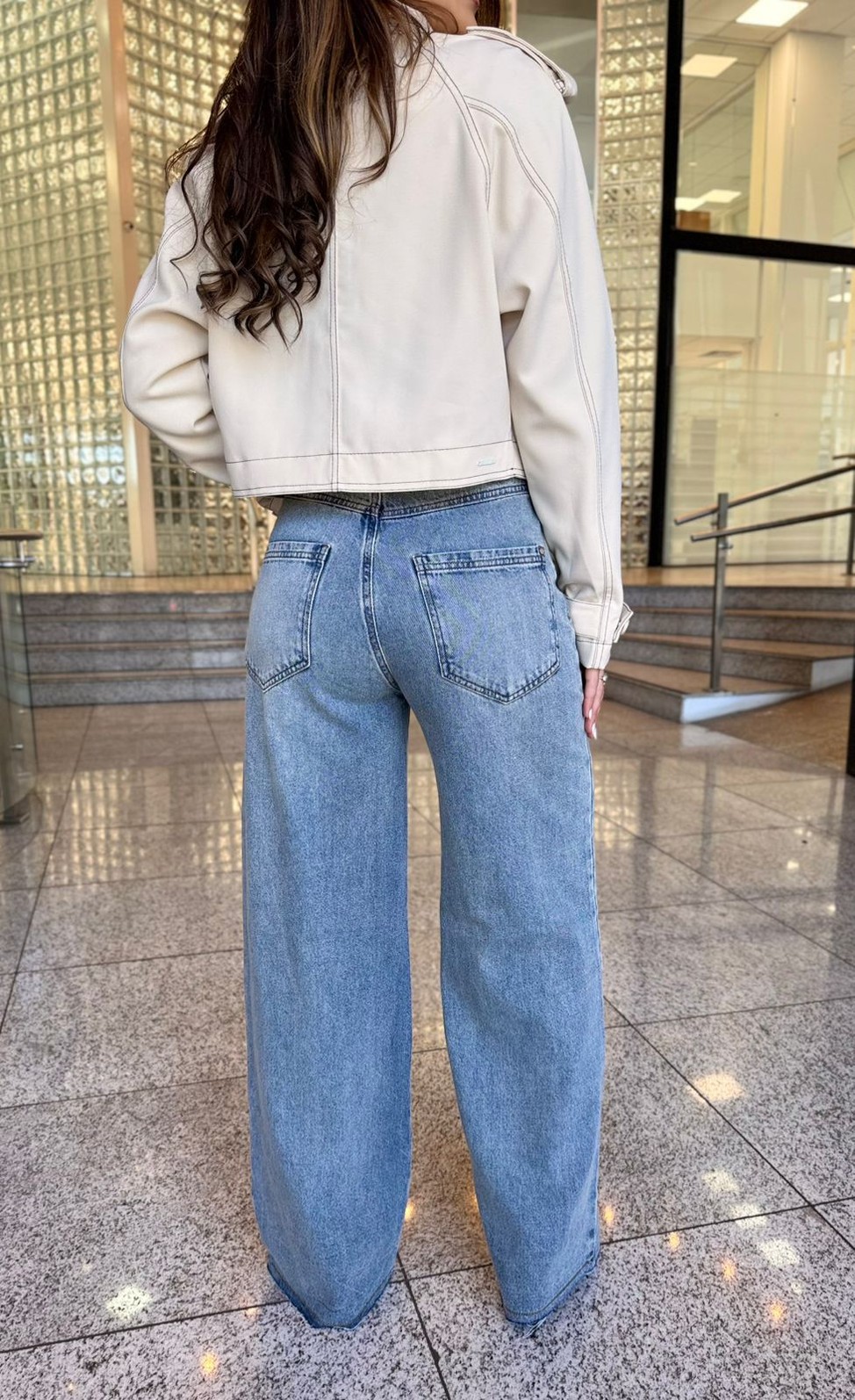 CALCA WIDE ALTA AZUL MORENA ROSA