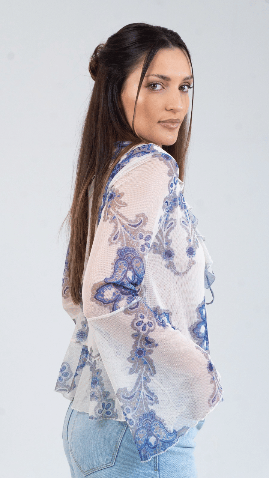 BLUSA AJUSTADA DECOTE V MANGA LONGA PADRAO MORENA ROSA BLUSA AJUSTADA DECOTE V MANGA LONGA PADRAO MORENA ROSA