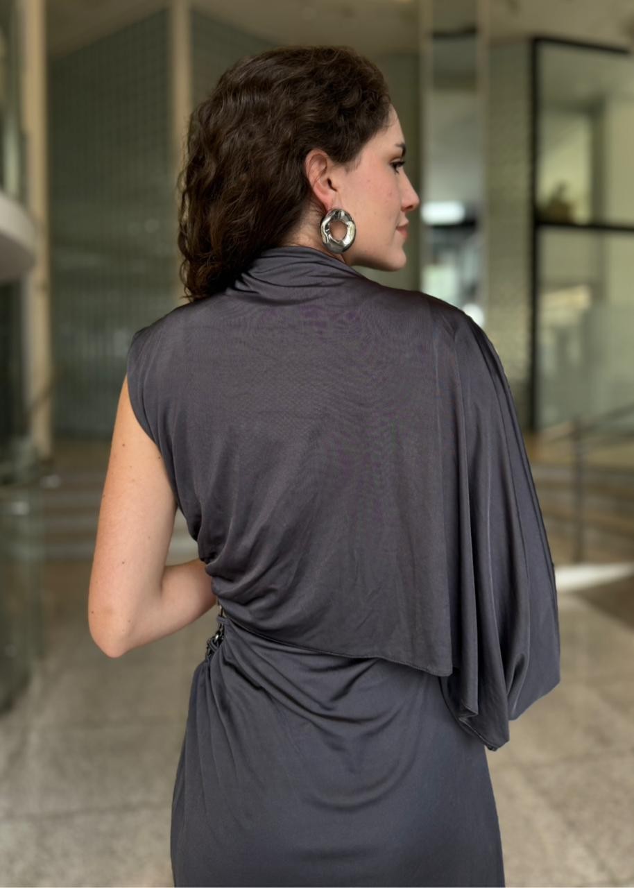 VESTIDO CINZA FULIGEM FORUM