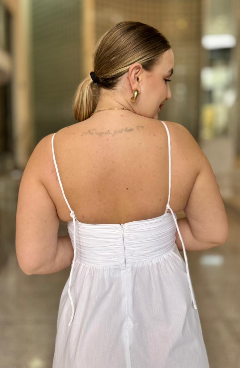 VESTIDO MIDI DE ALGODAO BRANCO ANIMALE VESTIDO MIDI DE ALGODAO BRANCO ANIMALE